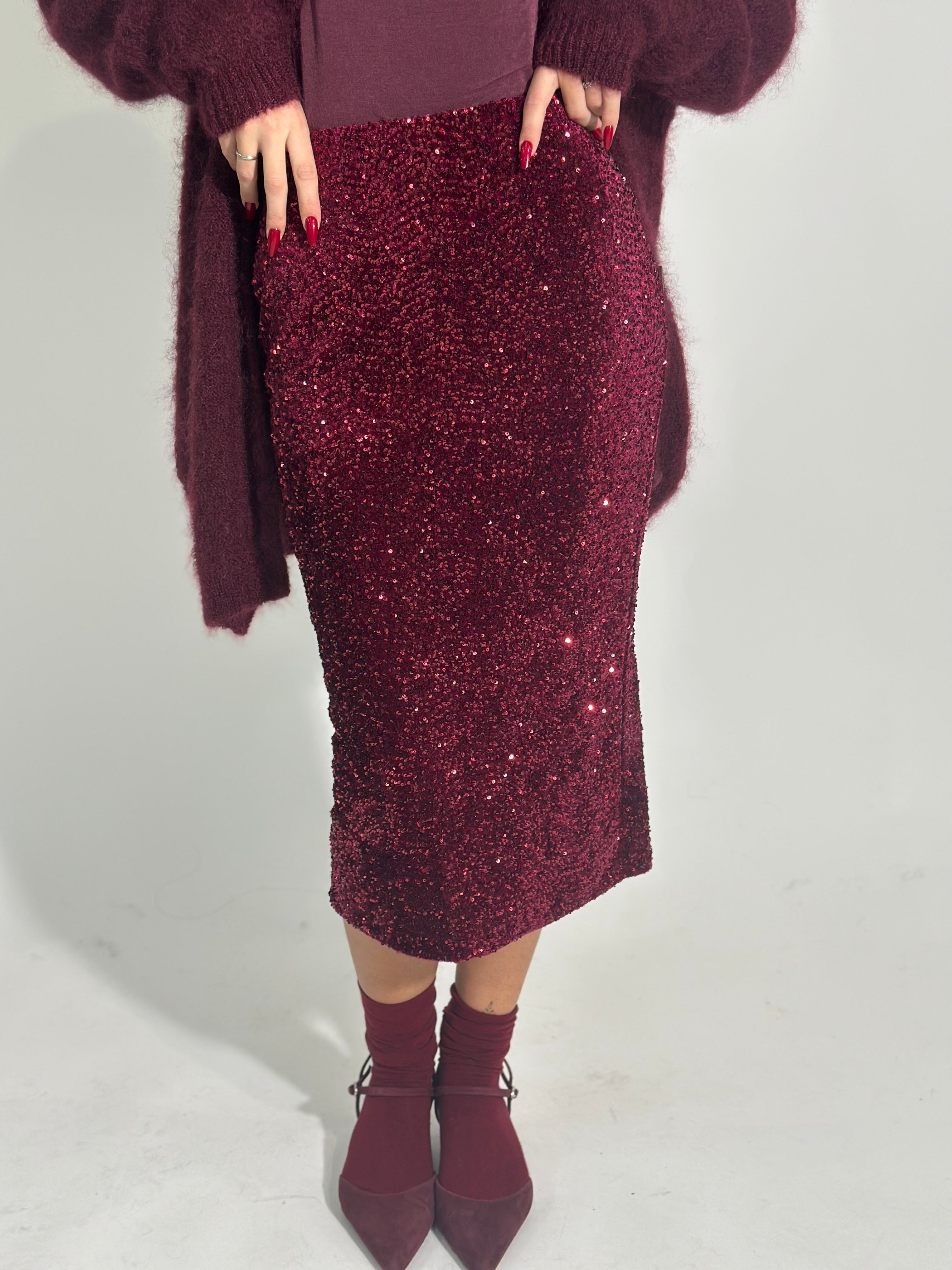 Gonna paillettes 69523 BURGUNDY