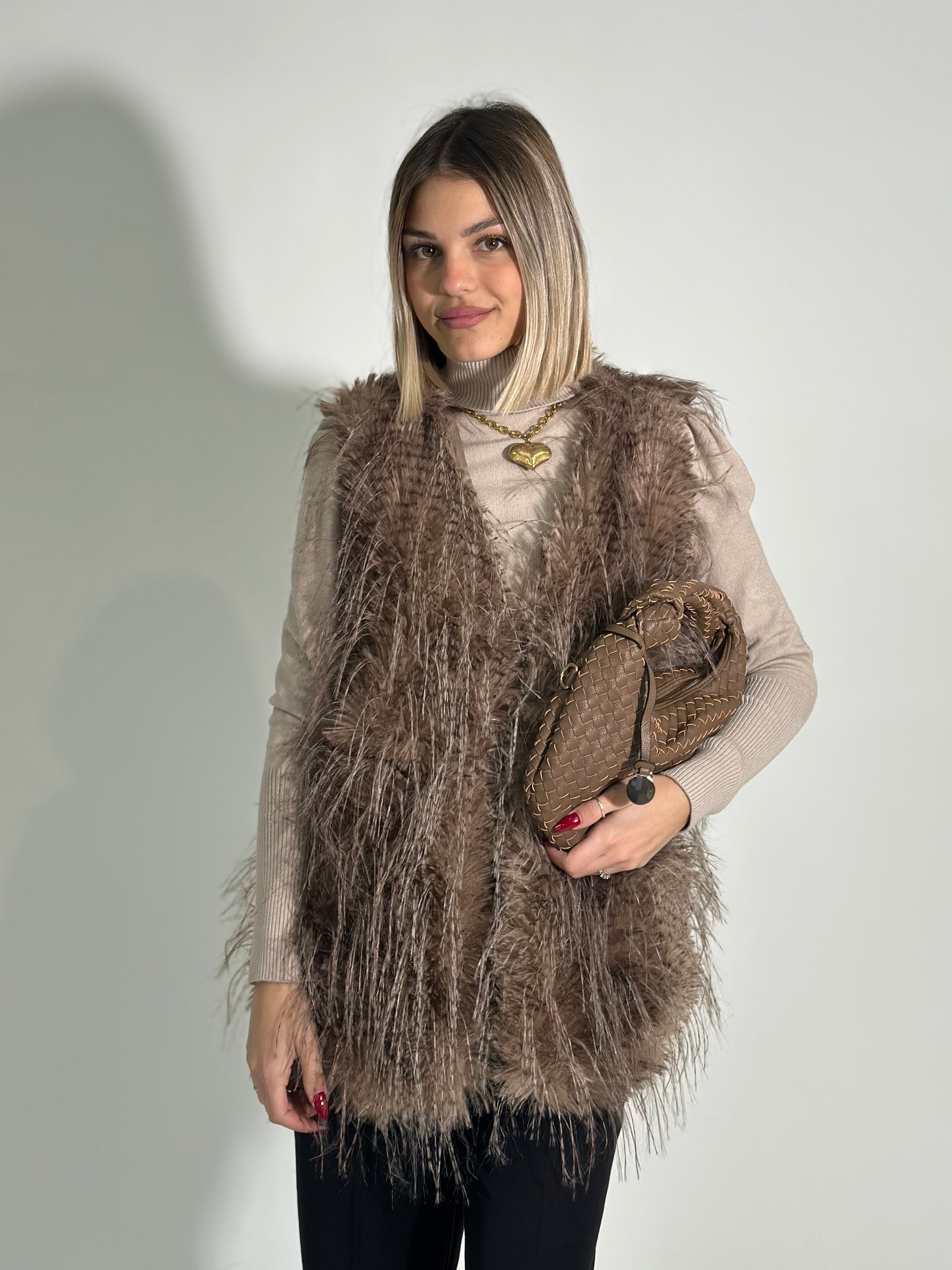 Pelliccia smanicata MF11 MORO