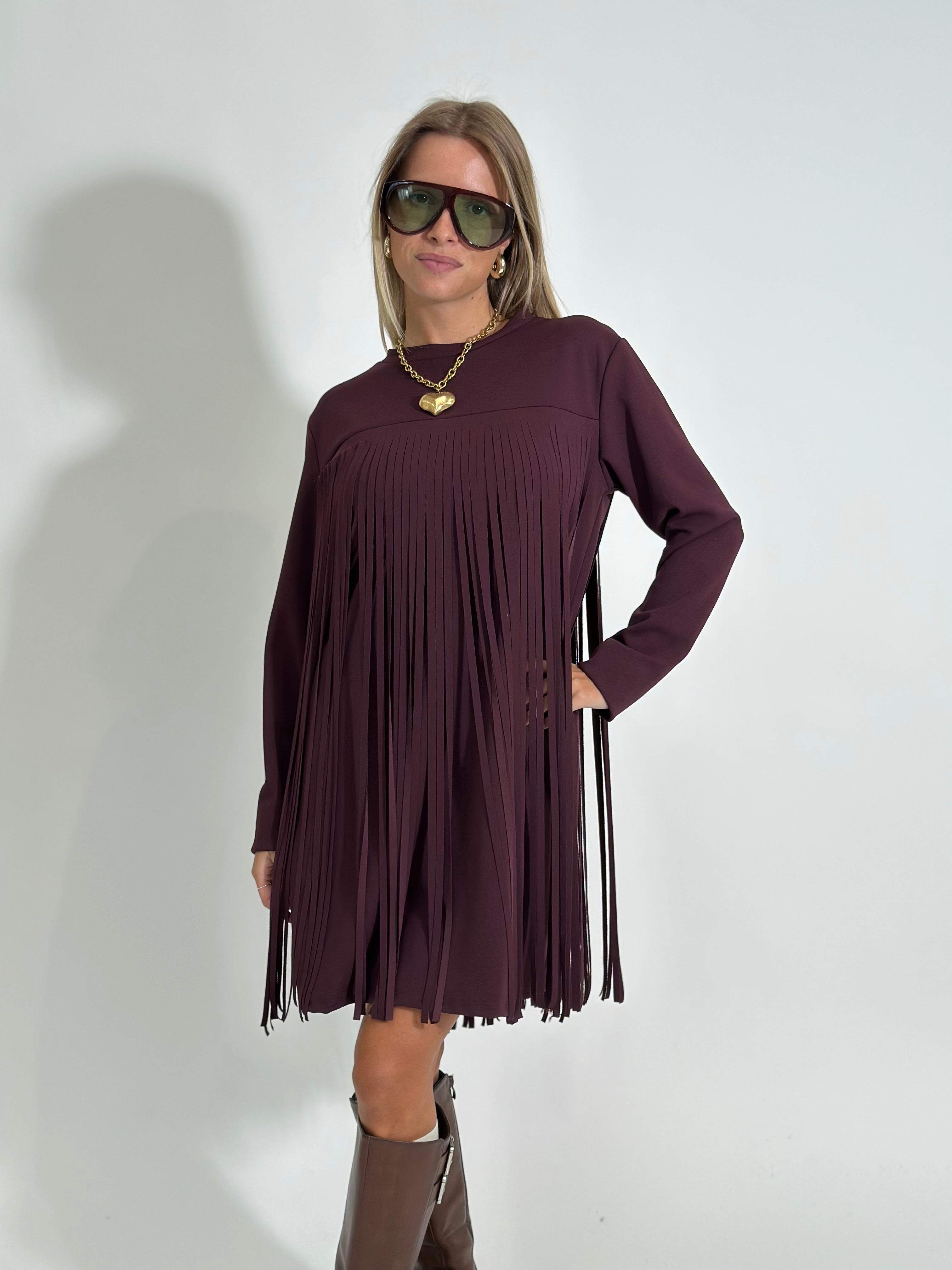 Abito frange 55808 BURGUNDY