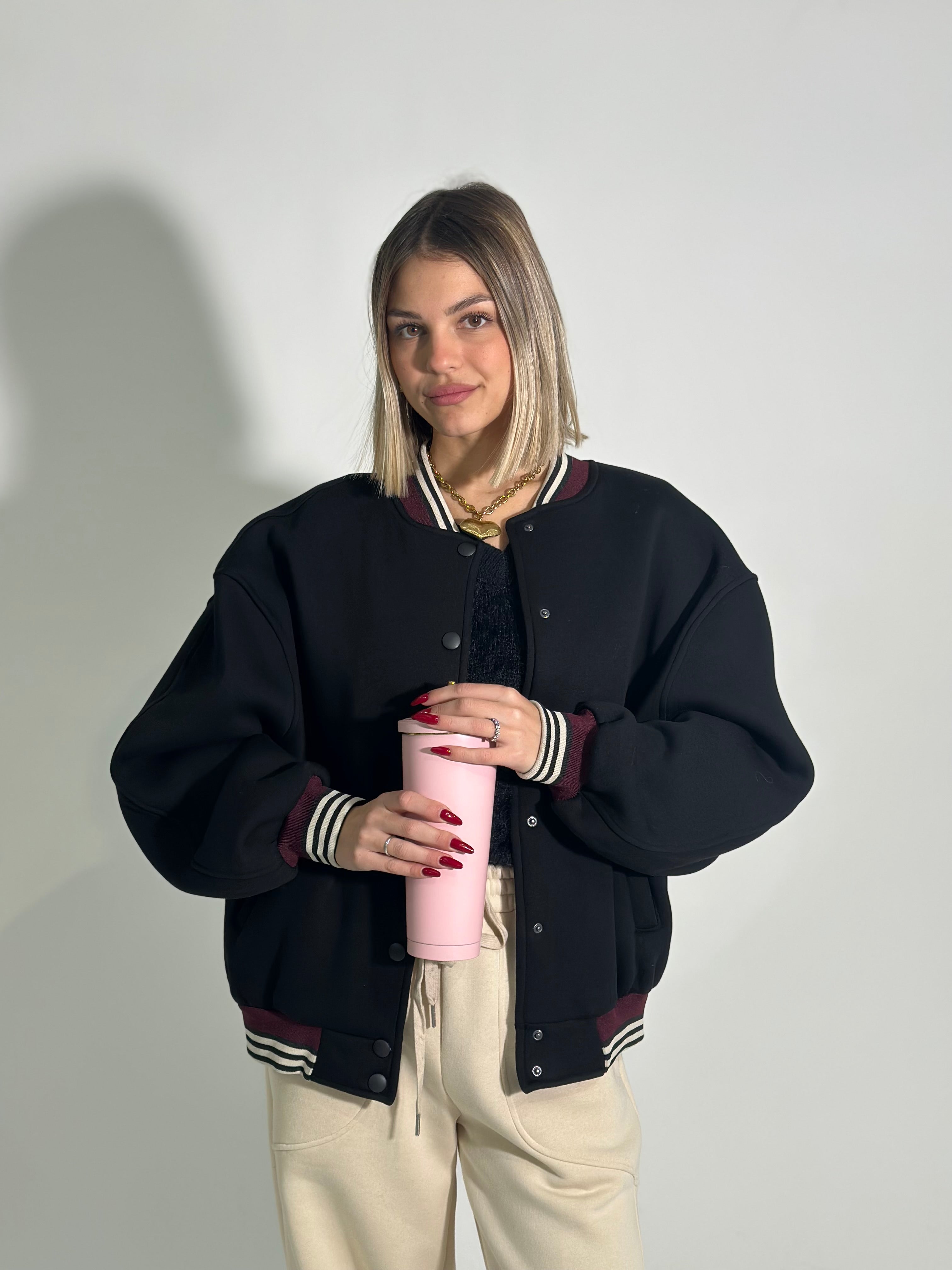 Giacca bomber felpata 3843 NERO