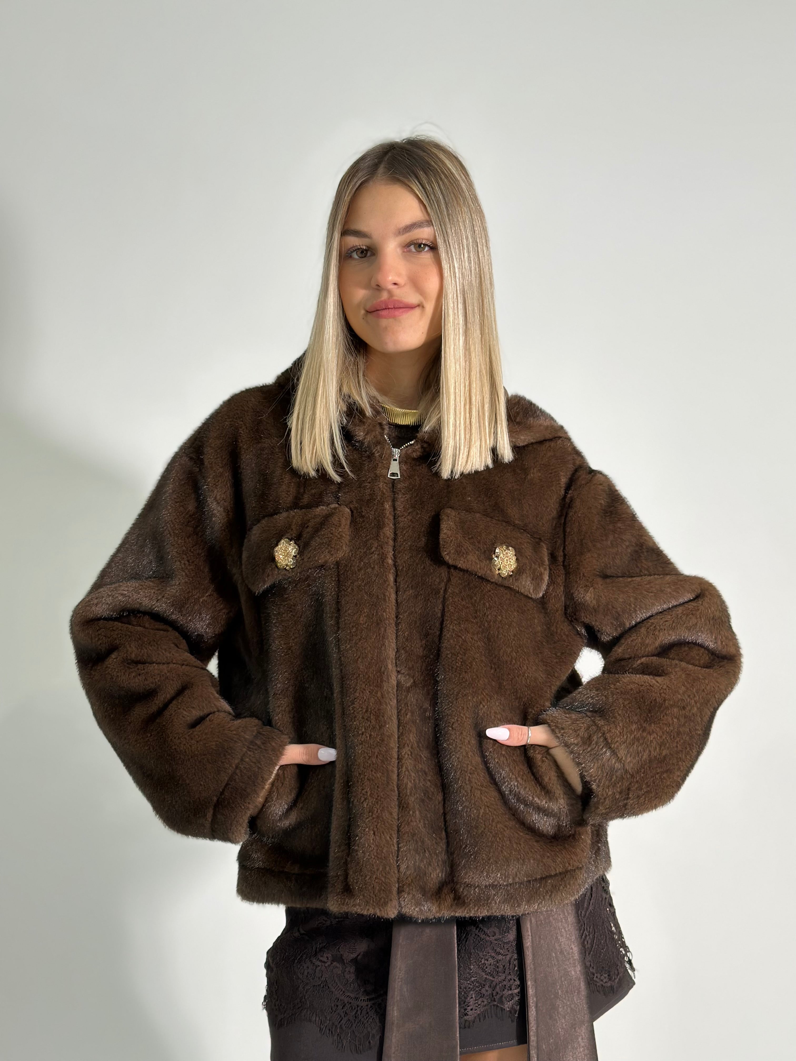 Pelliccia cappuccio 30078 MORO