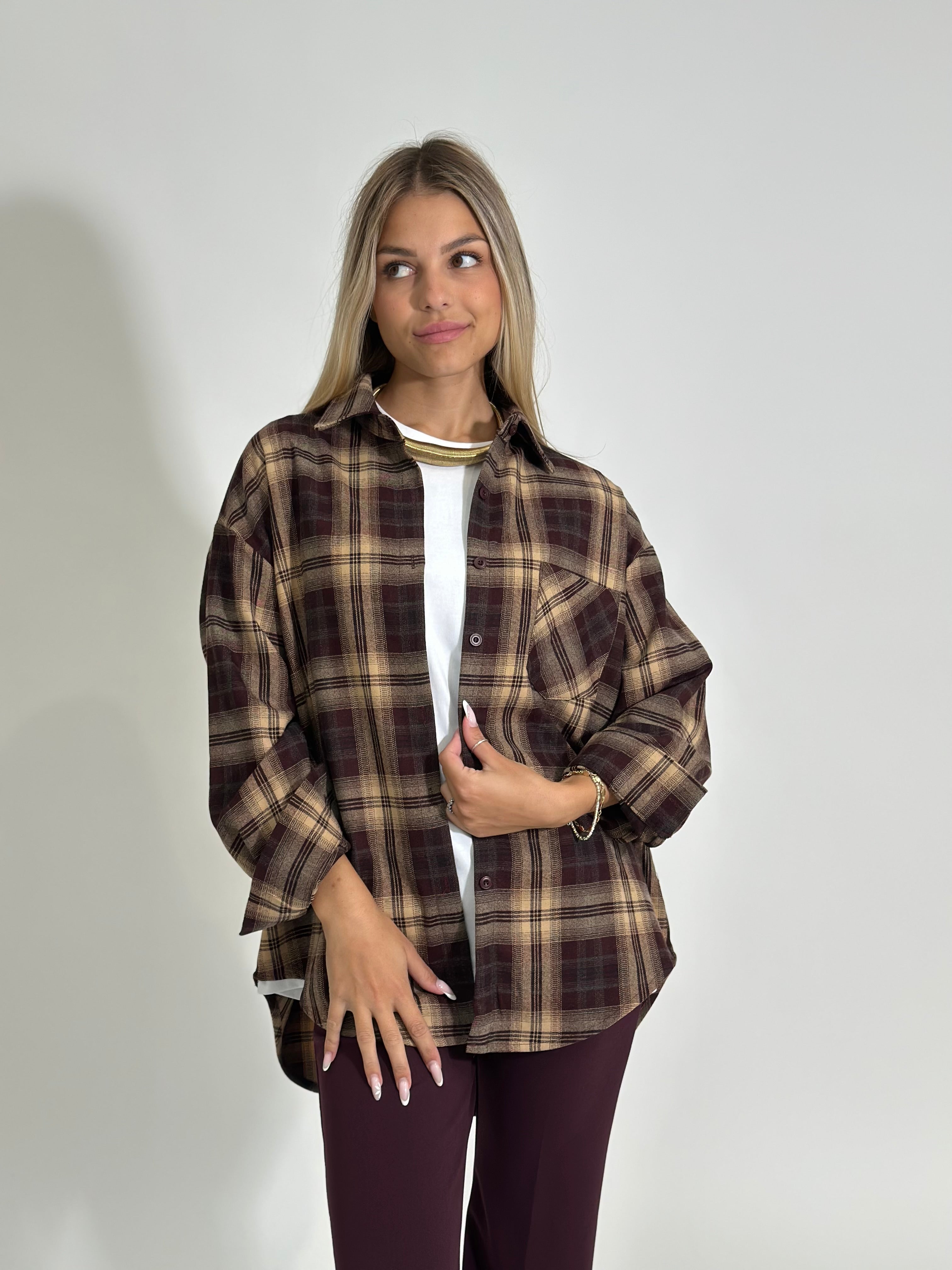 Camicia check 17183 BEIGE