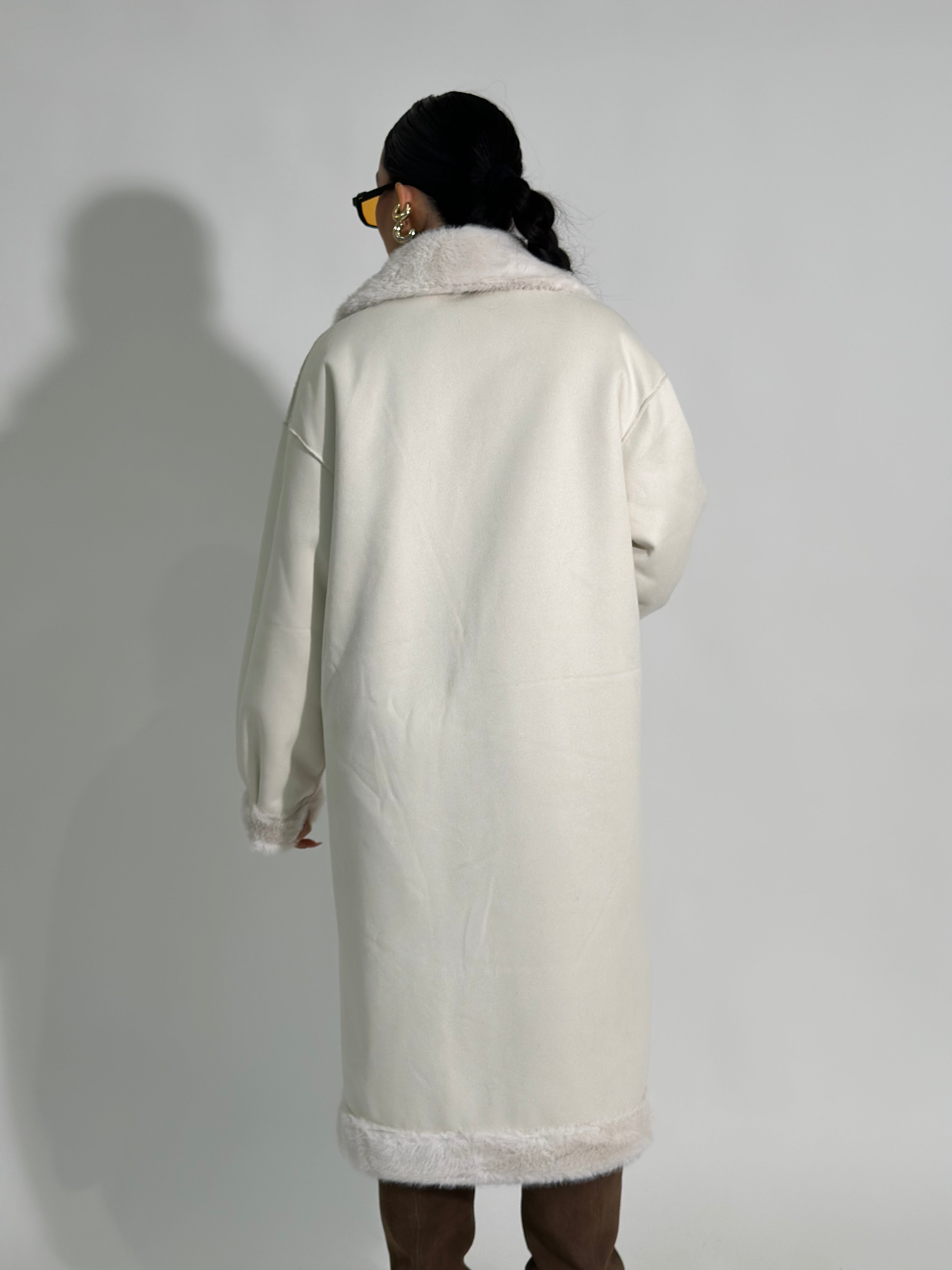 Cappotto double pelliccia TR8556 BIANCO