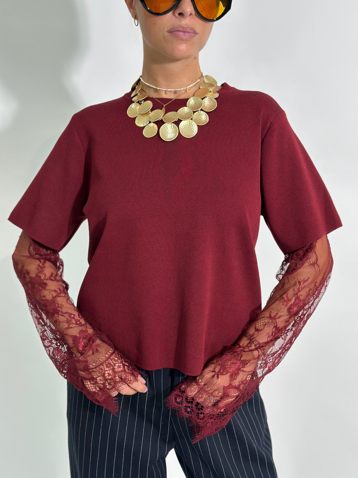 Maglia maniche pizzo 2277