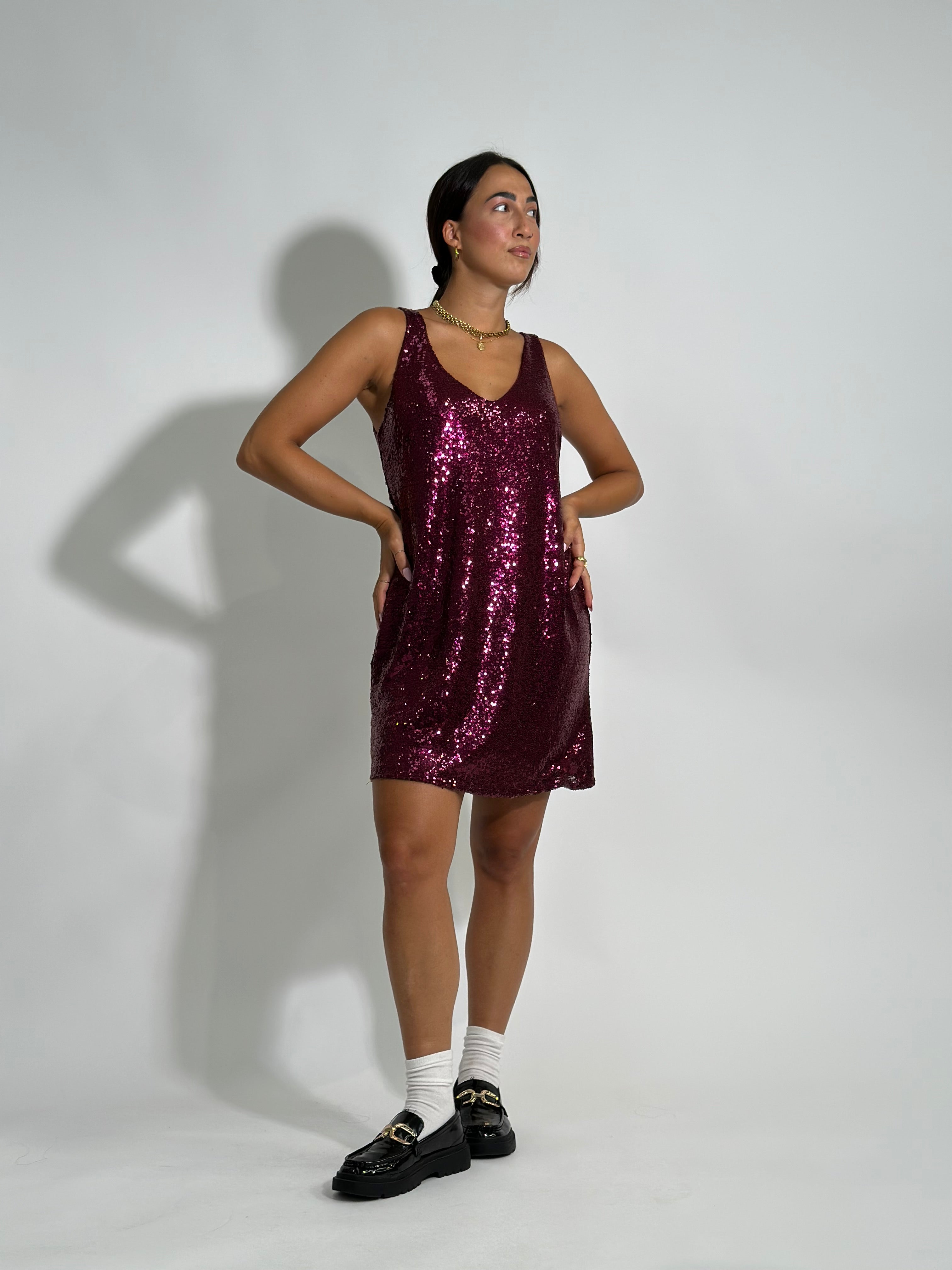 Abito paillettes 15658 BORDO'