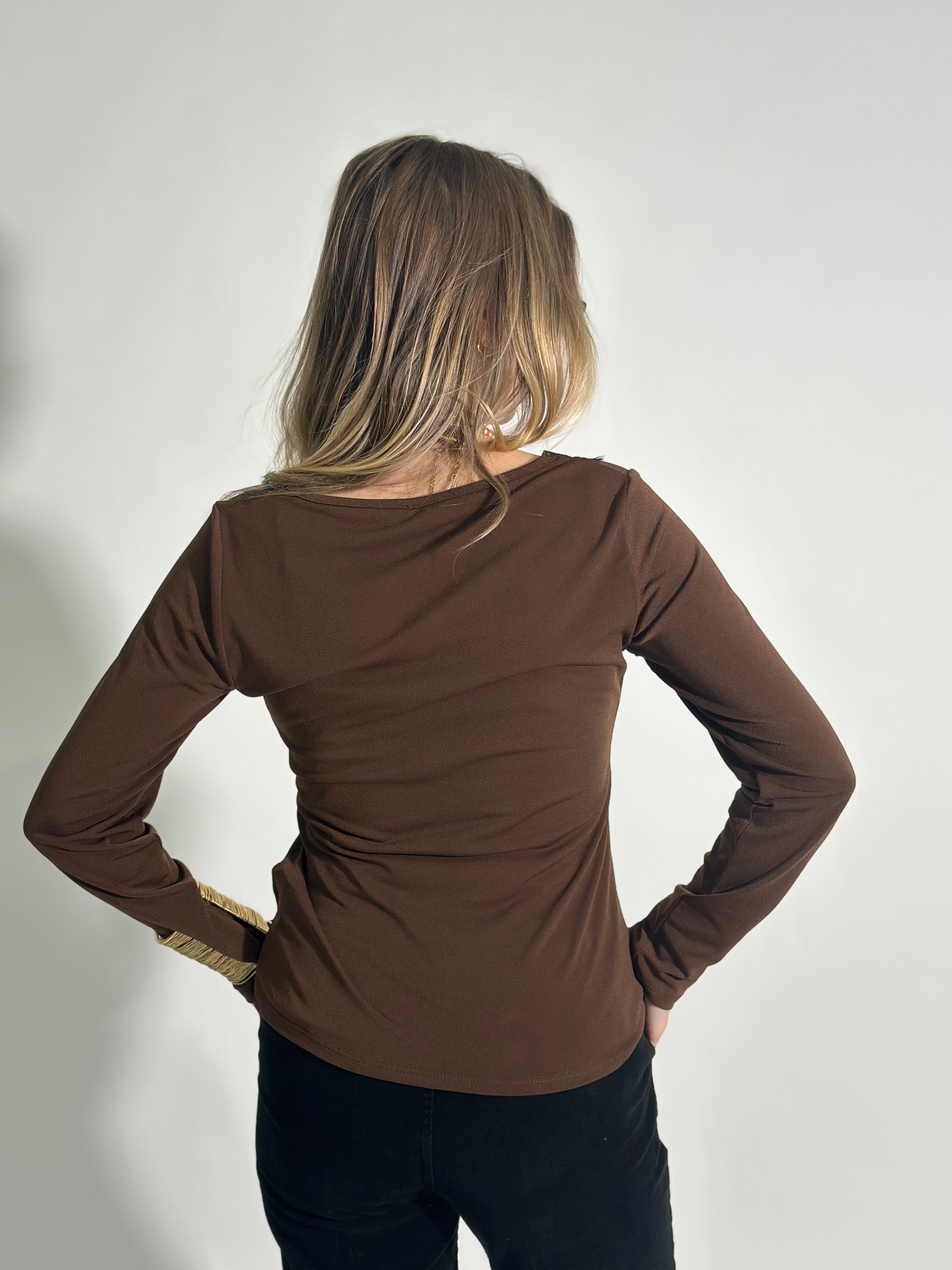 Maglia scollo V pizzo 55728