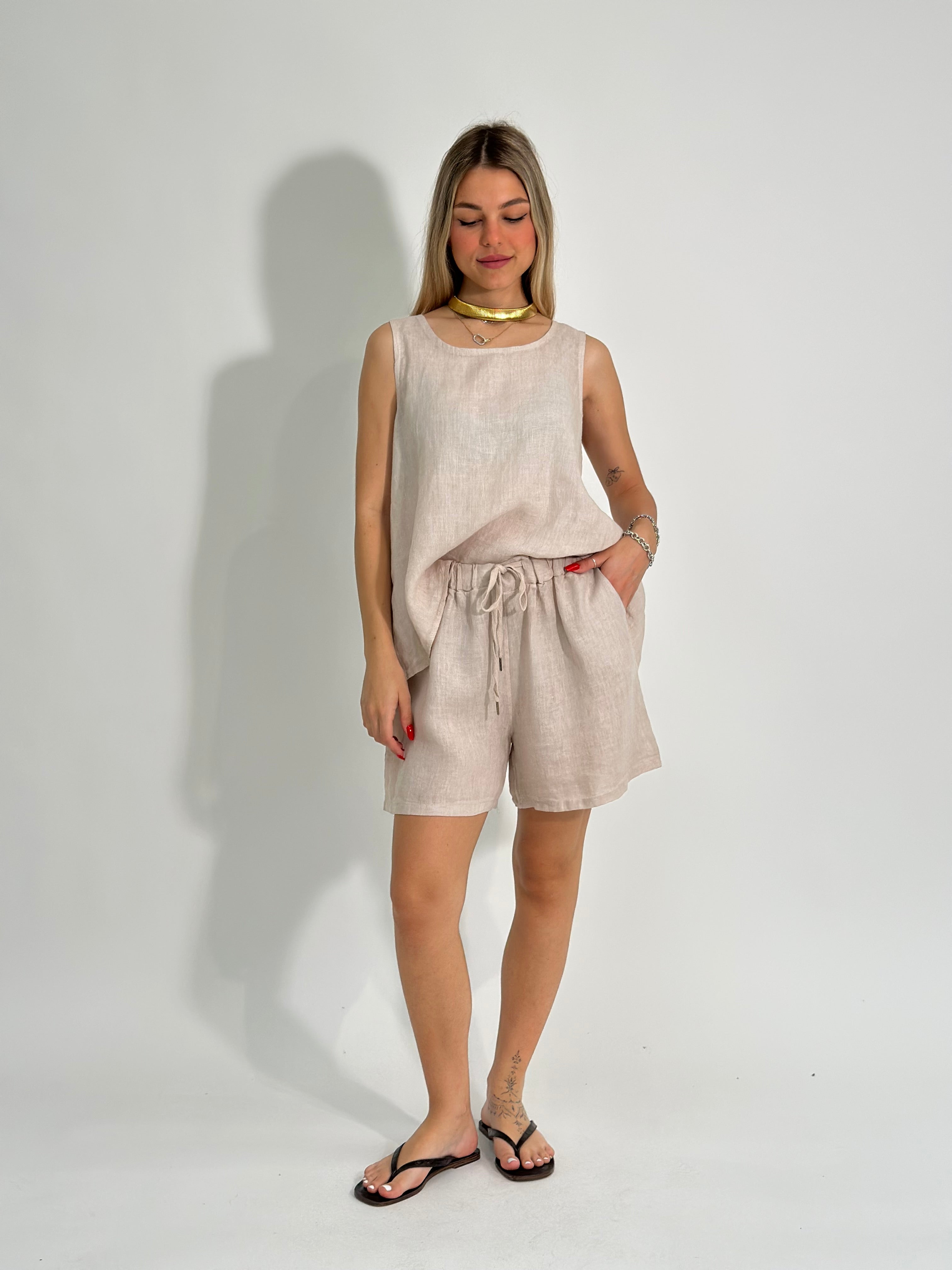 Canotta lino bottoni 89225