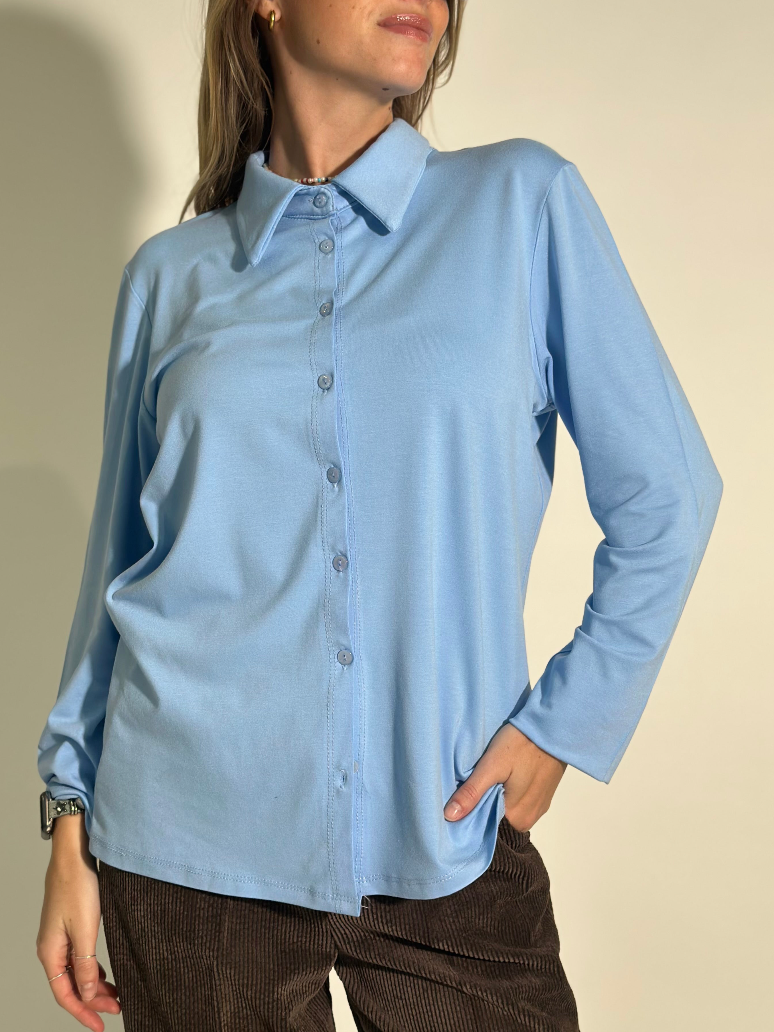 Camicia jersey 28163 AZZURRO