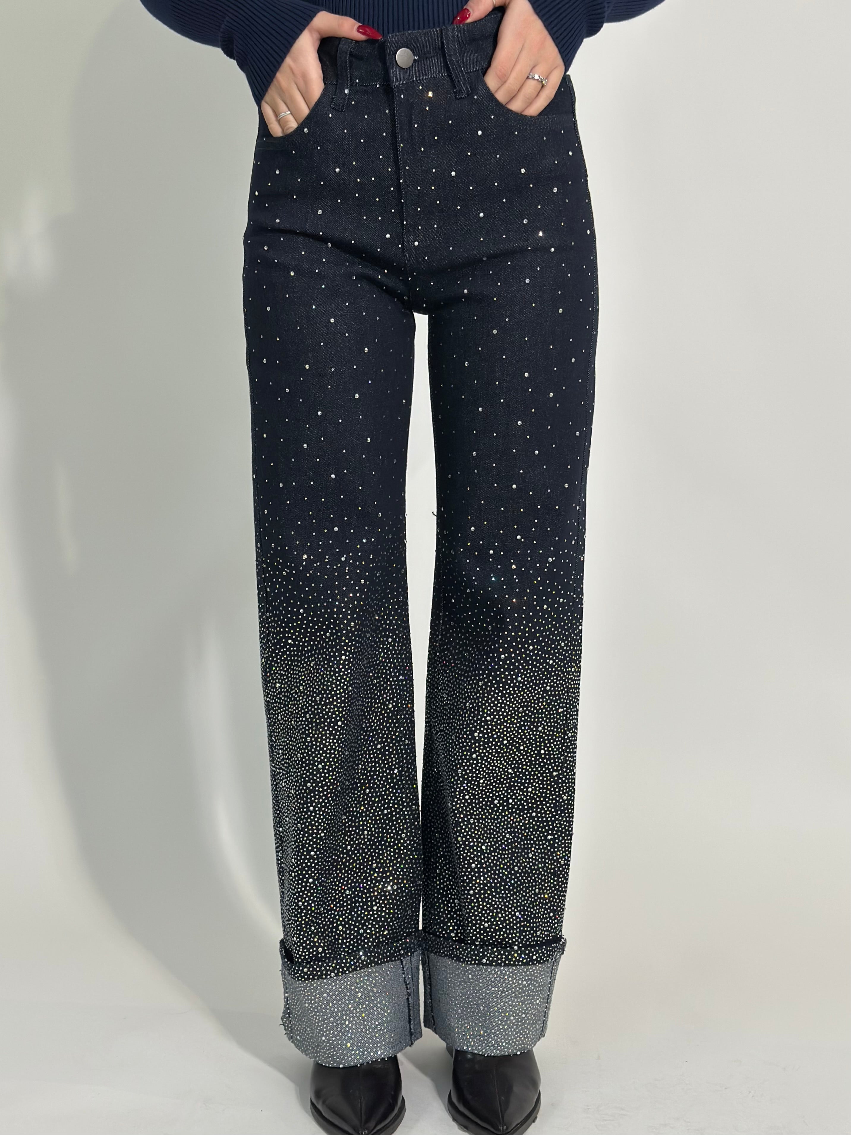 Jeans cristalli degradè 9136