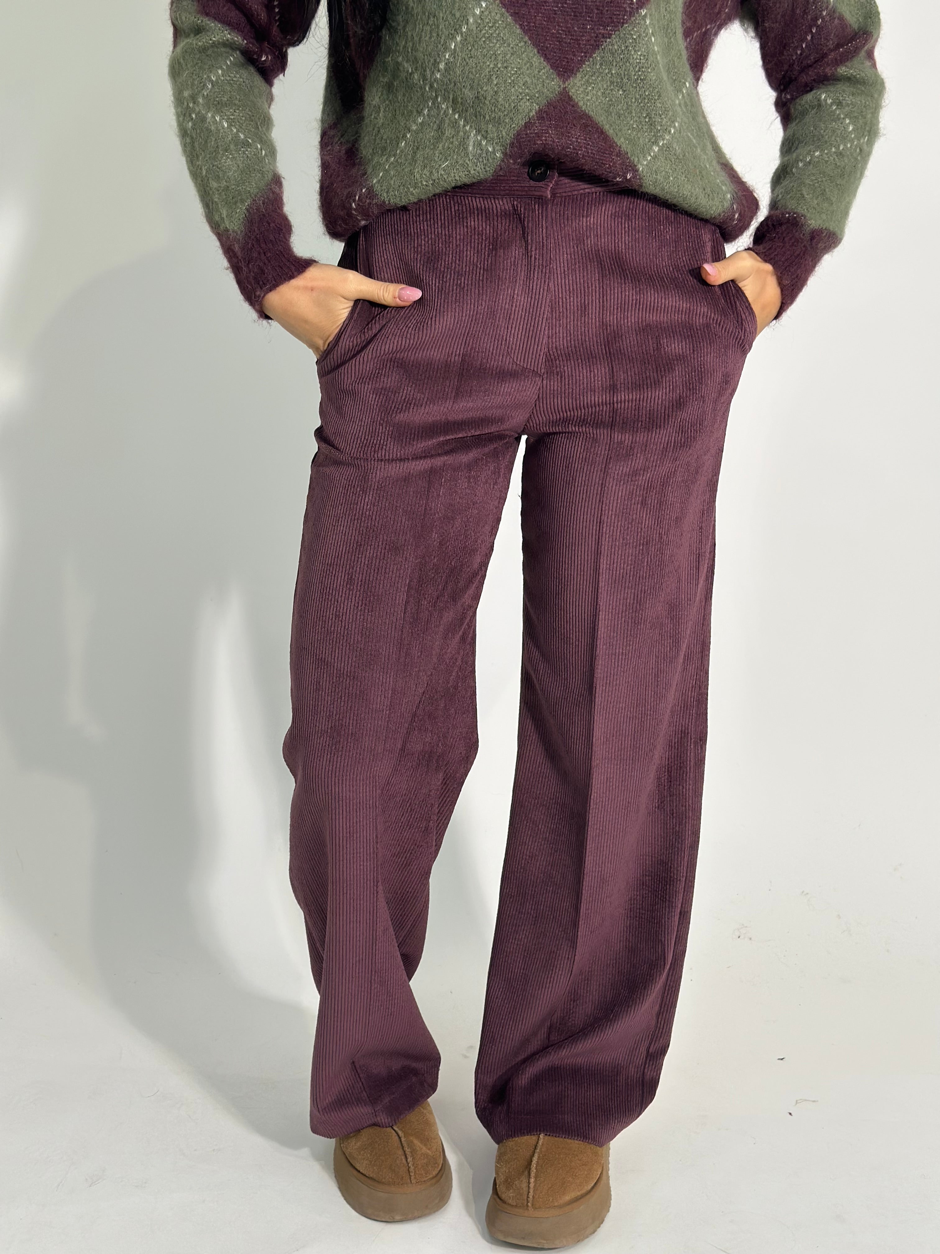 Pantalone velluto 7016 BURGUNDY
