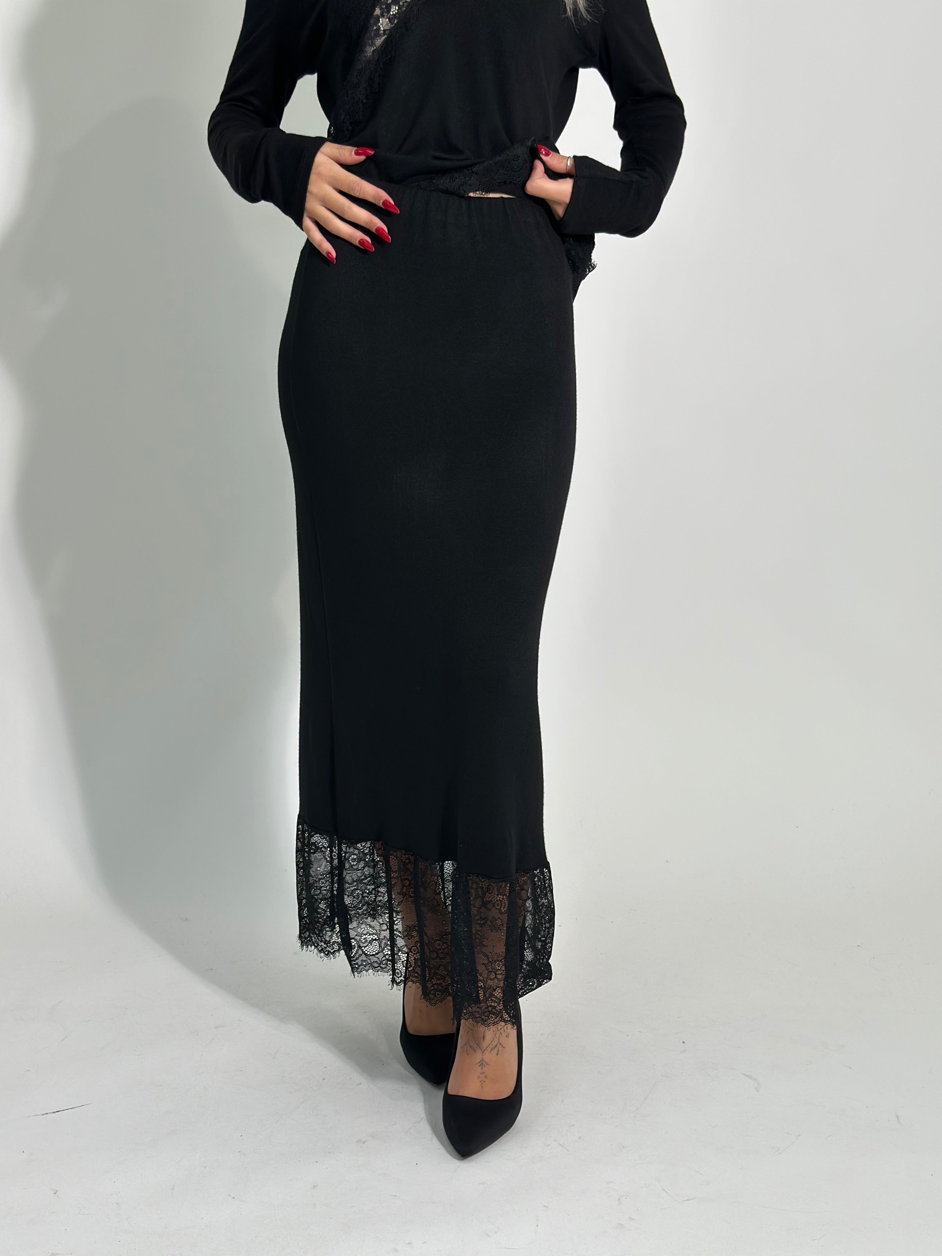 Gonna maglina pizzo X2187