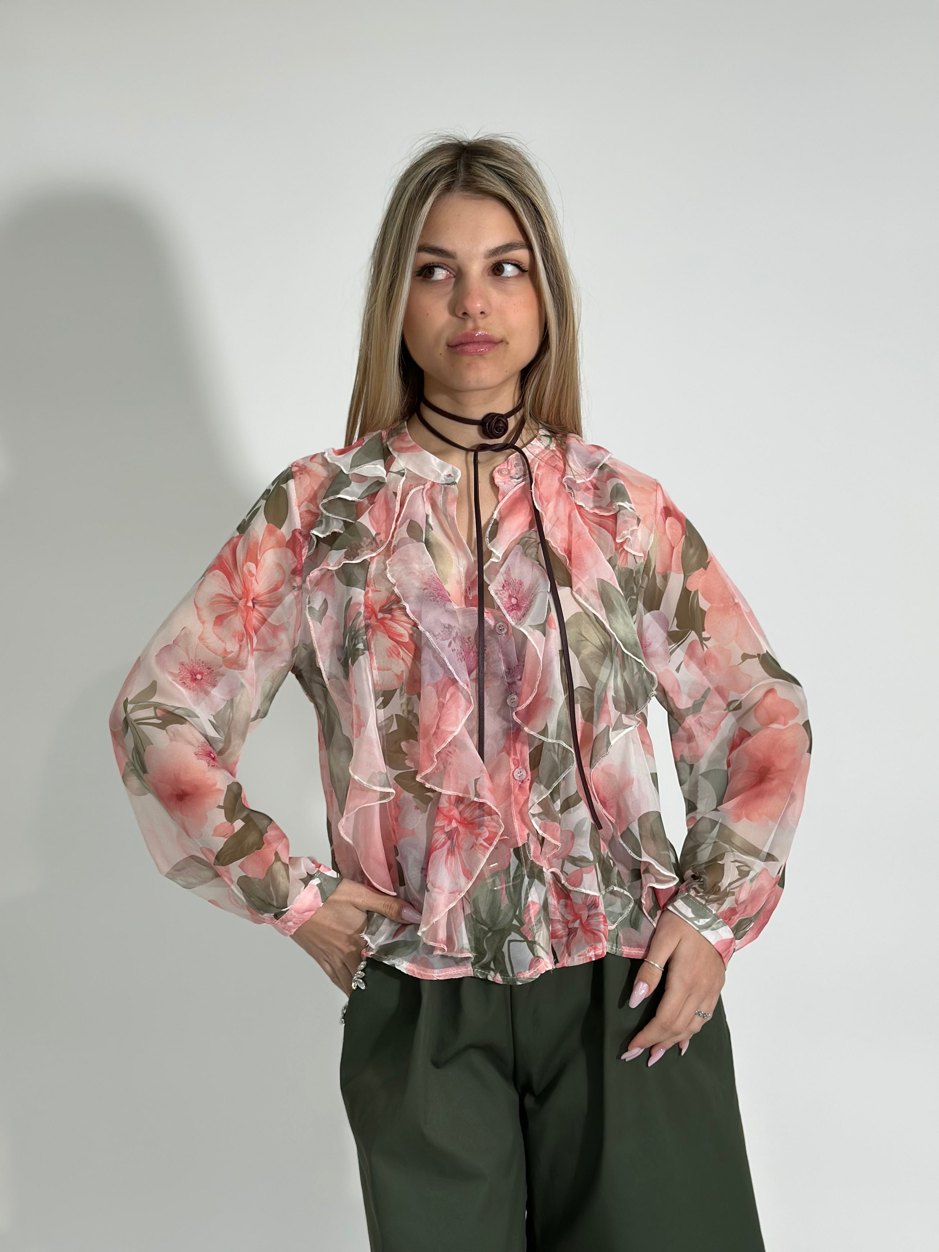Camicia fiori 3692 ROSA