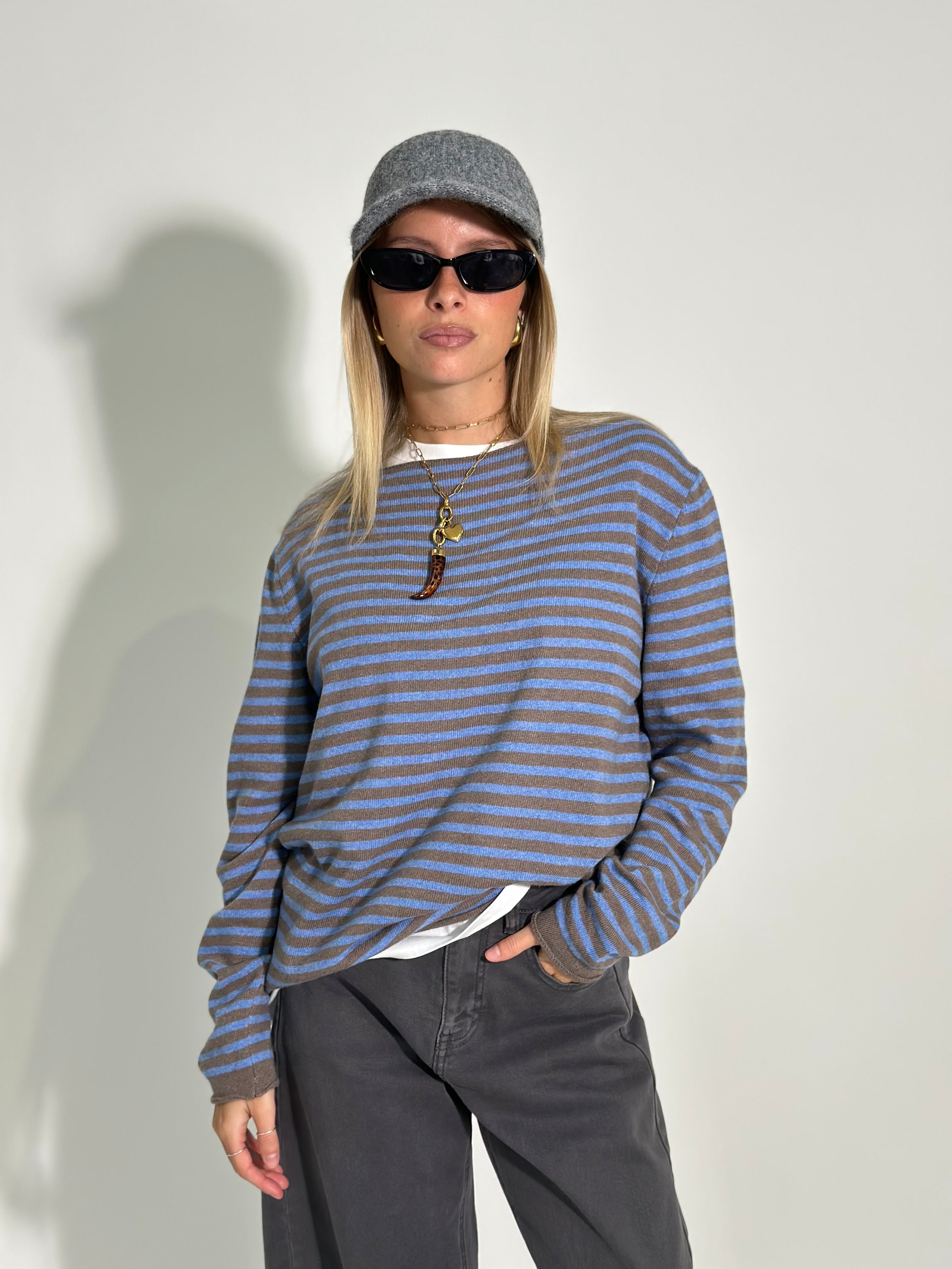 Maglia cashmere blend 6631 AZZURRO-1