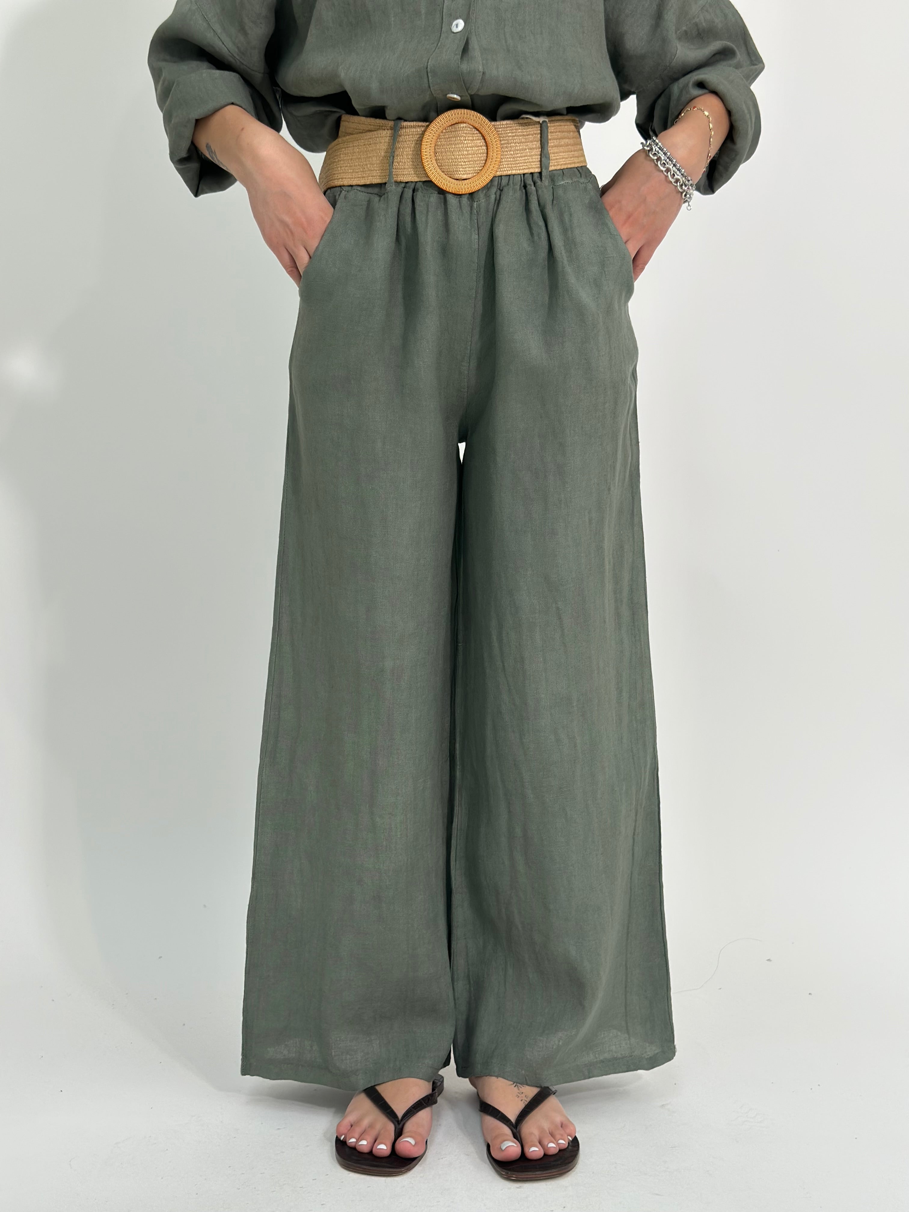 Pantalone lino cintura 22525
