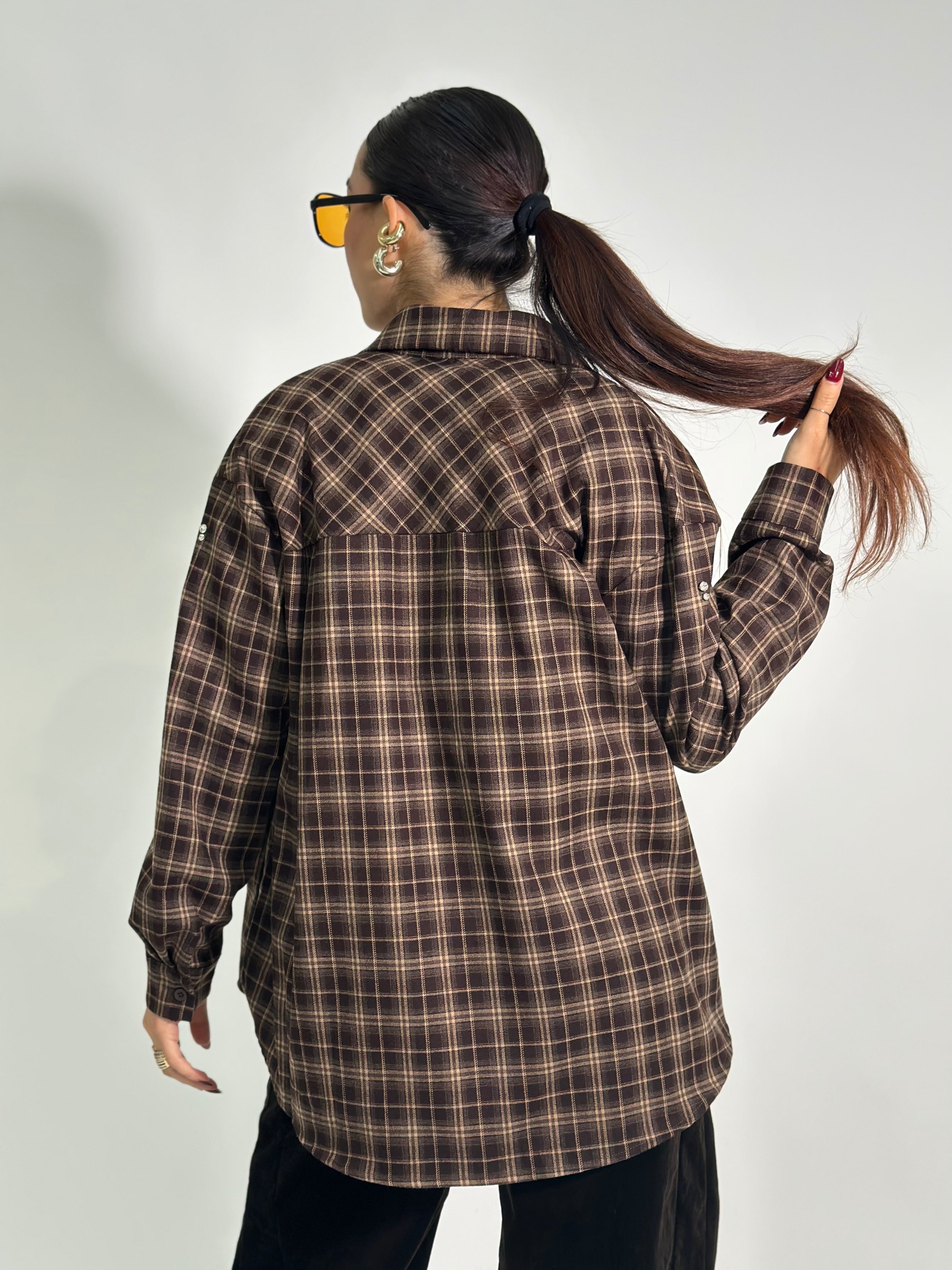 Camicia check cristalli 2538 MORO