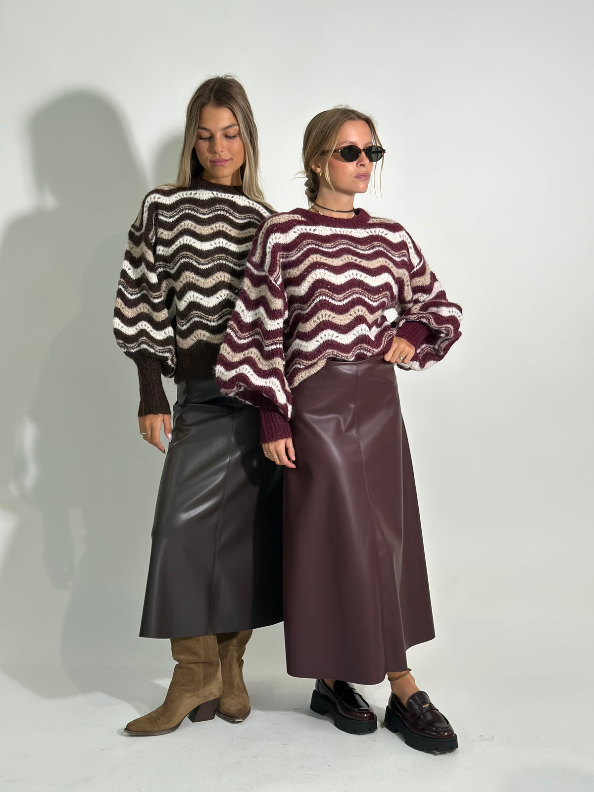 Gonna ecopelle svasata 8066 BORDO'