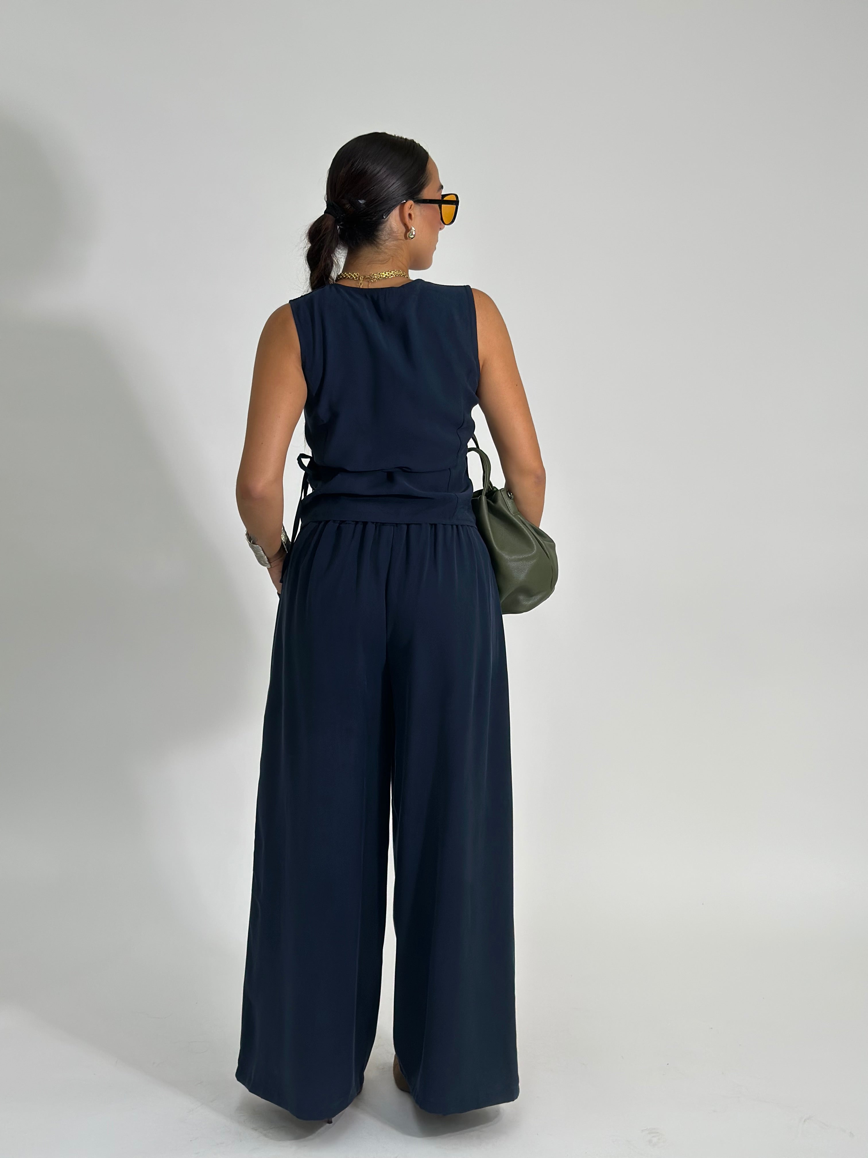 Completo gilet cupro L3917 BLU