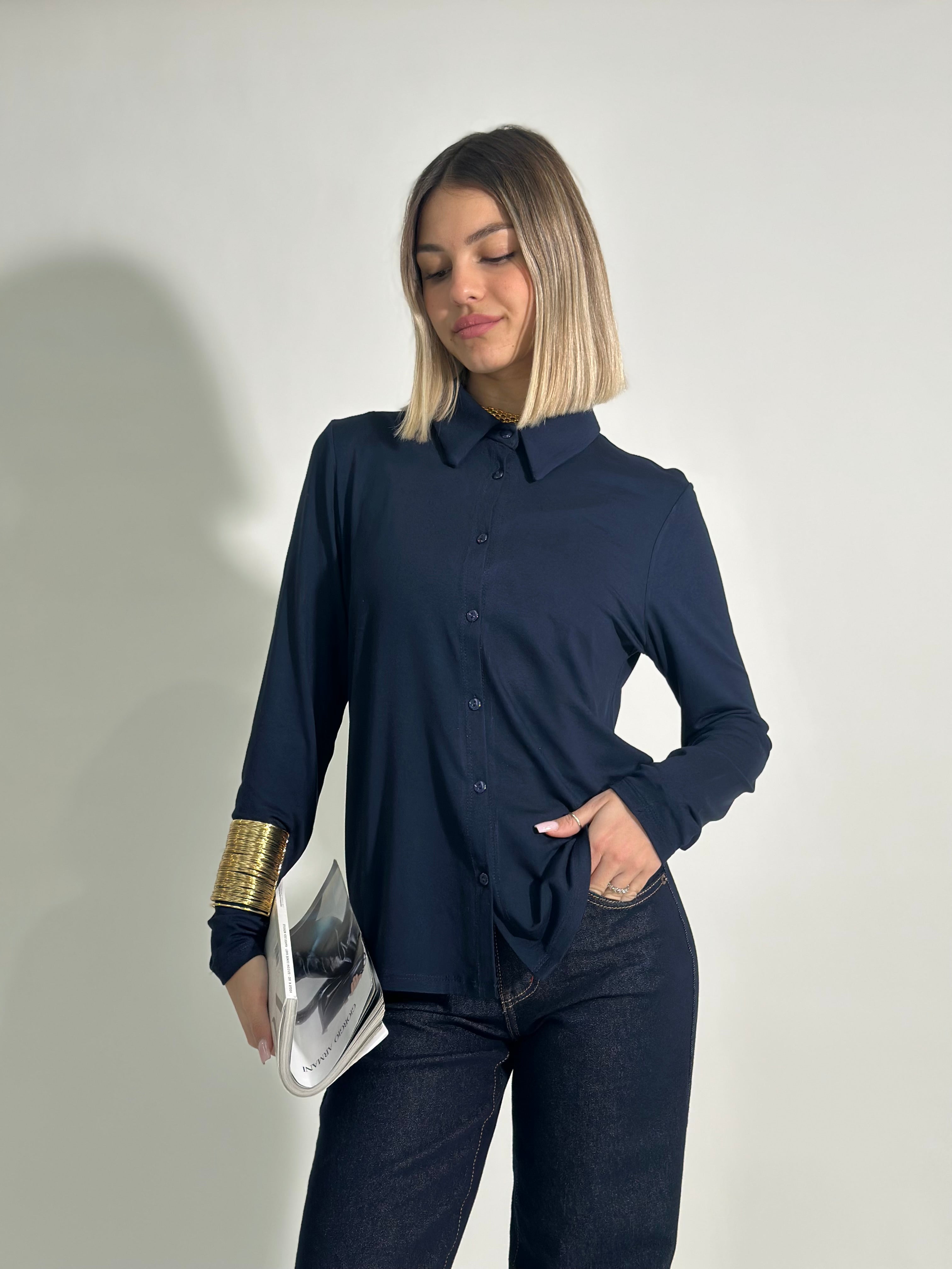Camicia jersey 28163 BLU