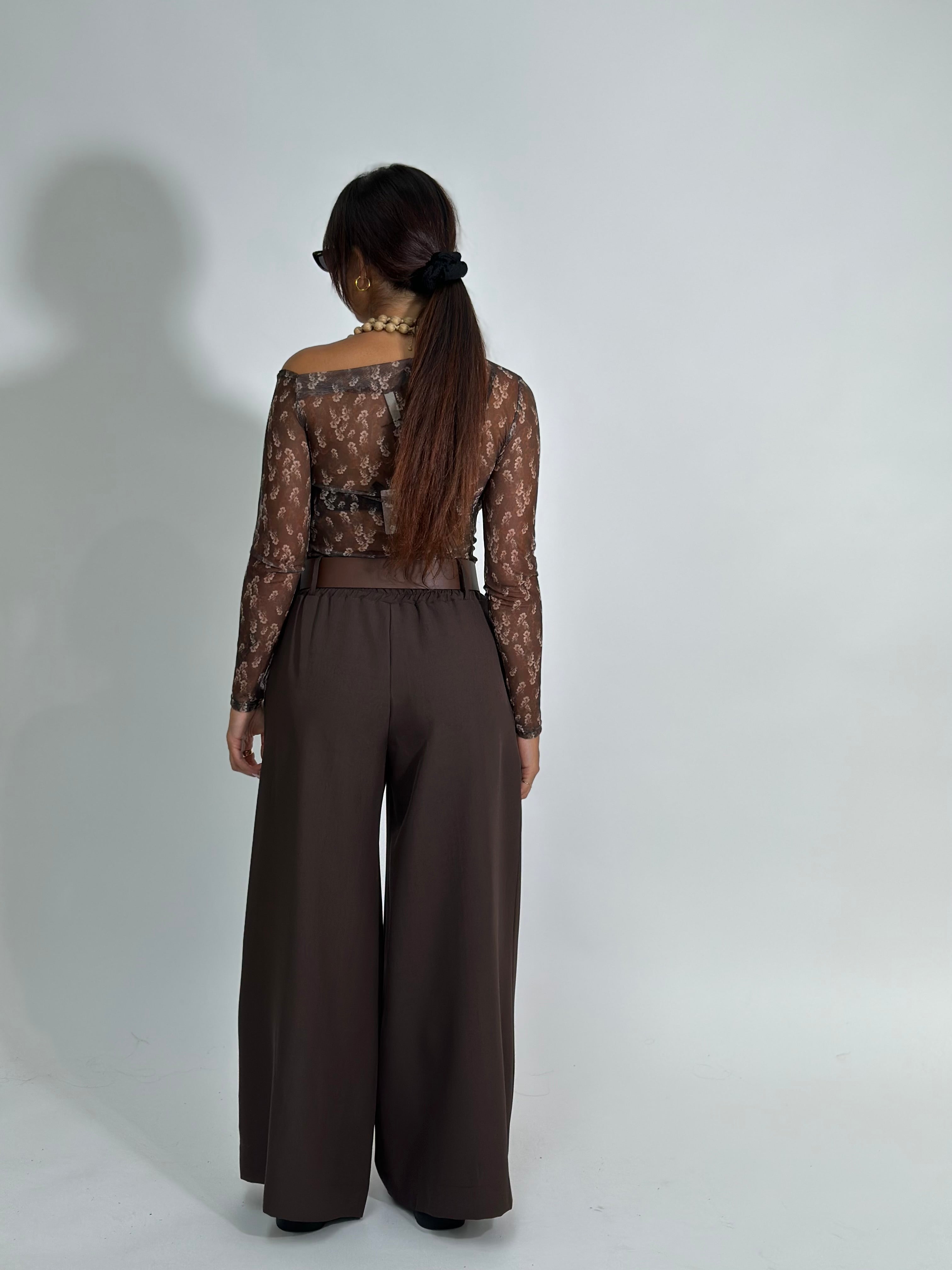 Pantalone cintura P18786 MARRONE