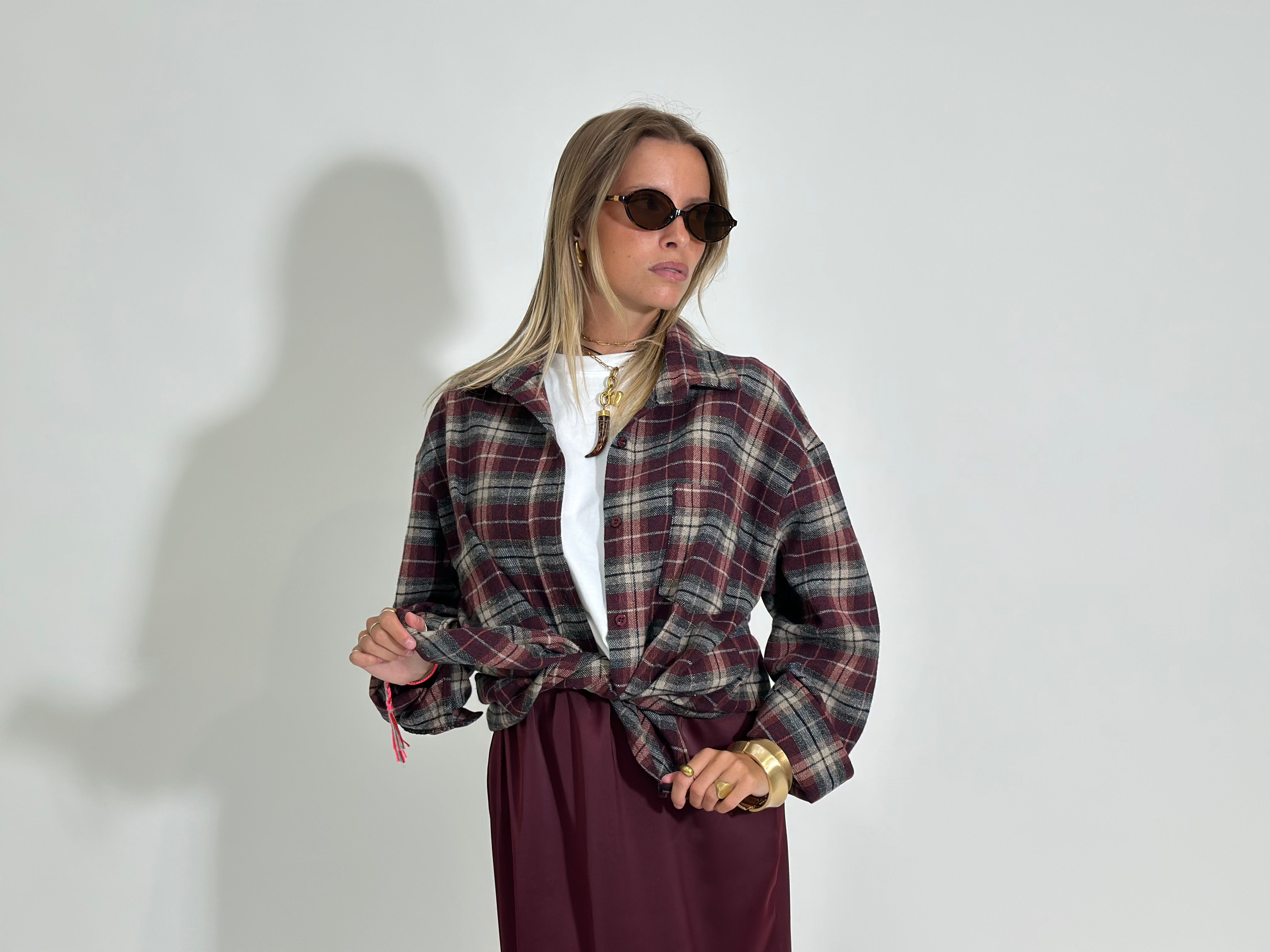 Camicia check 25864 BURGUNDY