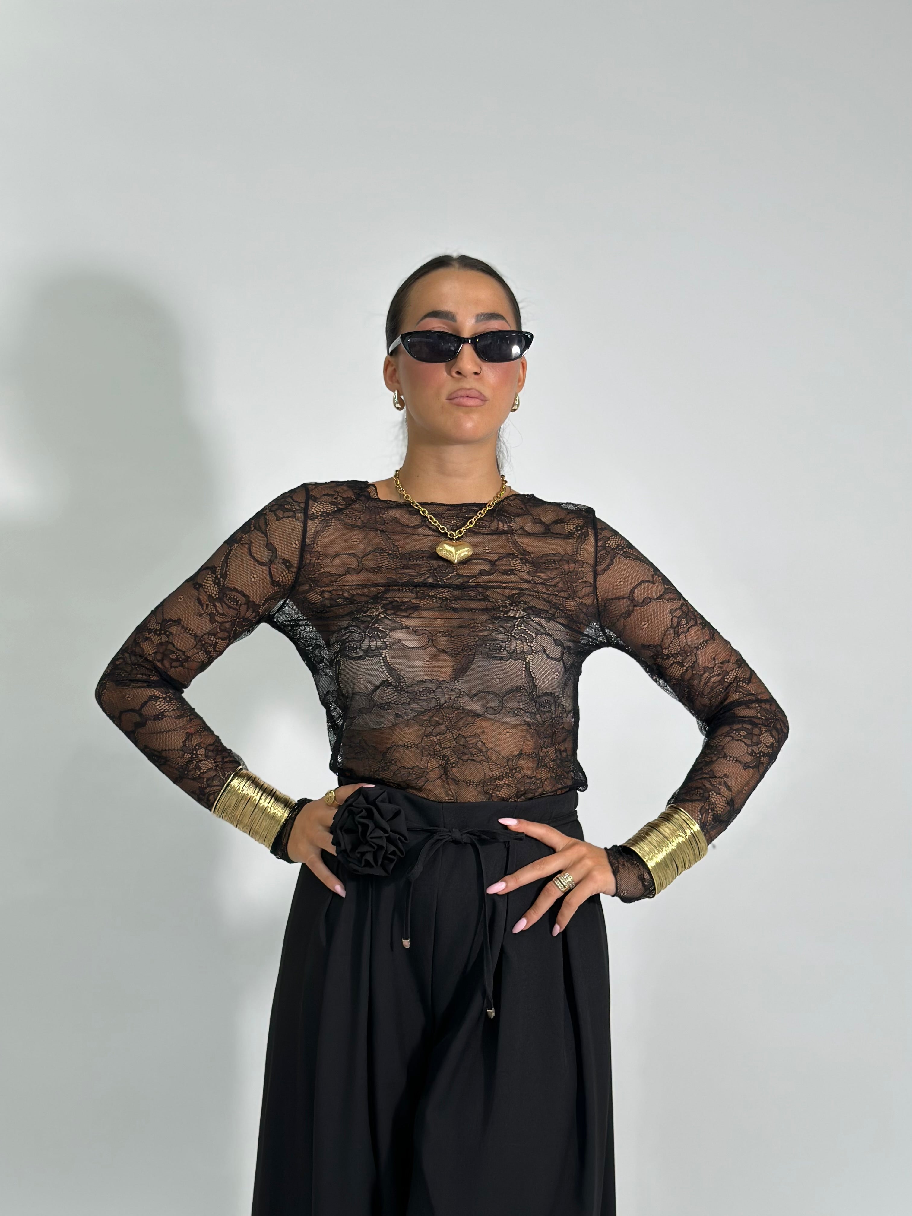 Maglia pizzo 27524 NERO