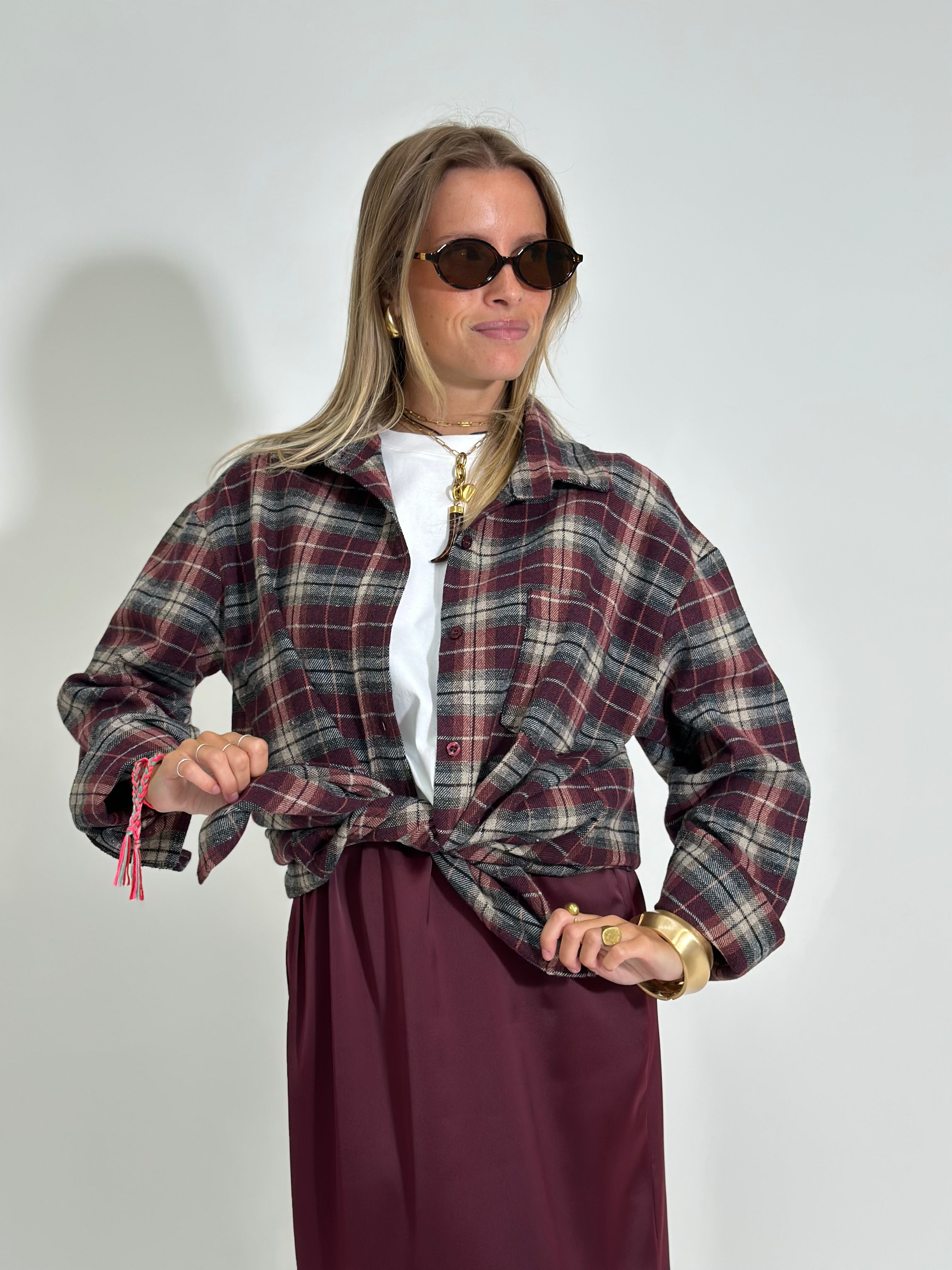 Camicia check 25864 BURGUNDY