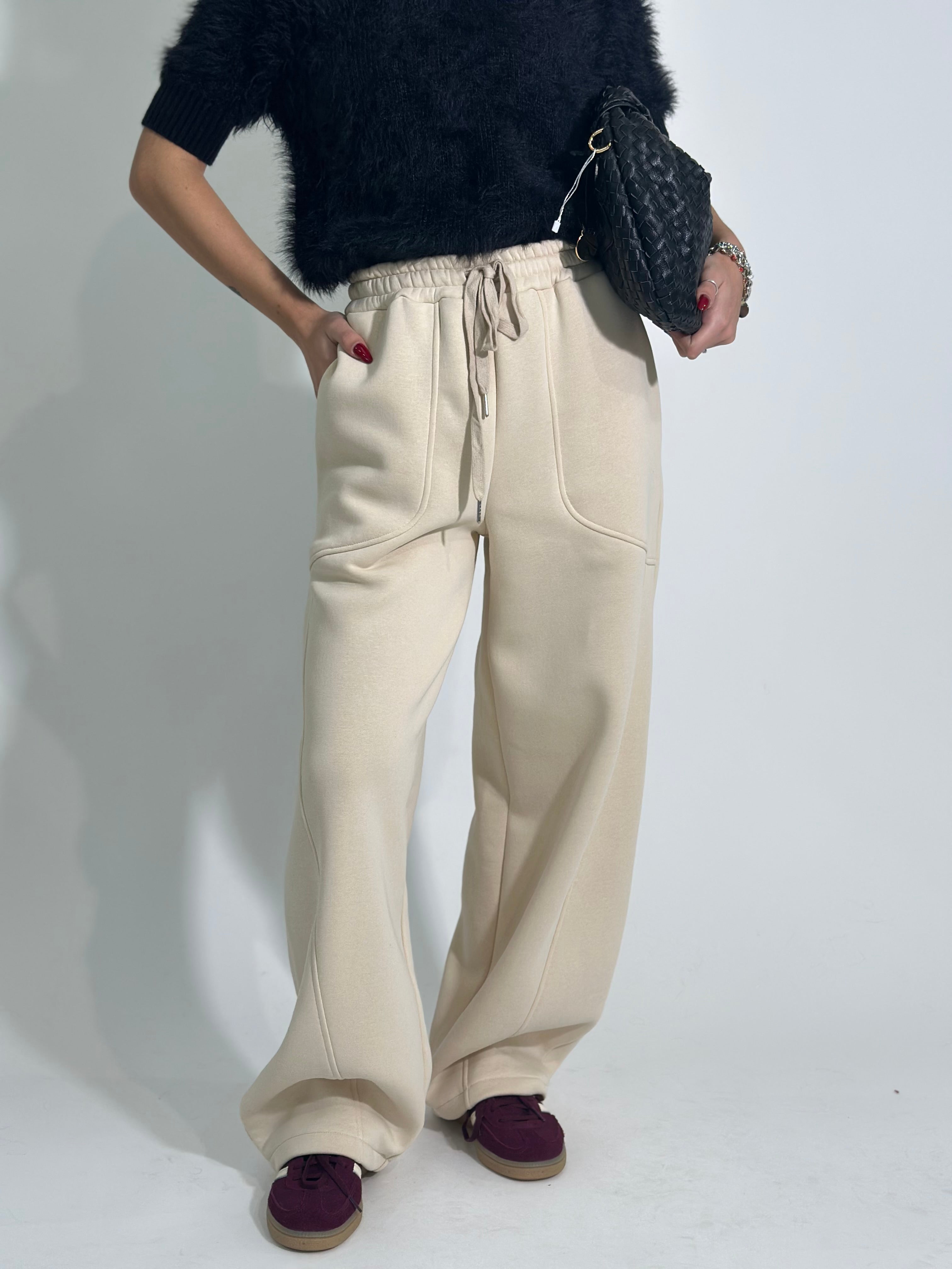 Pantalone baloon felpa 3693 PANNA