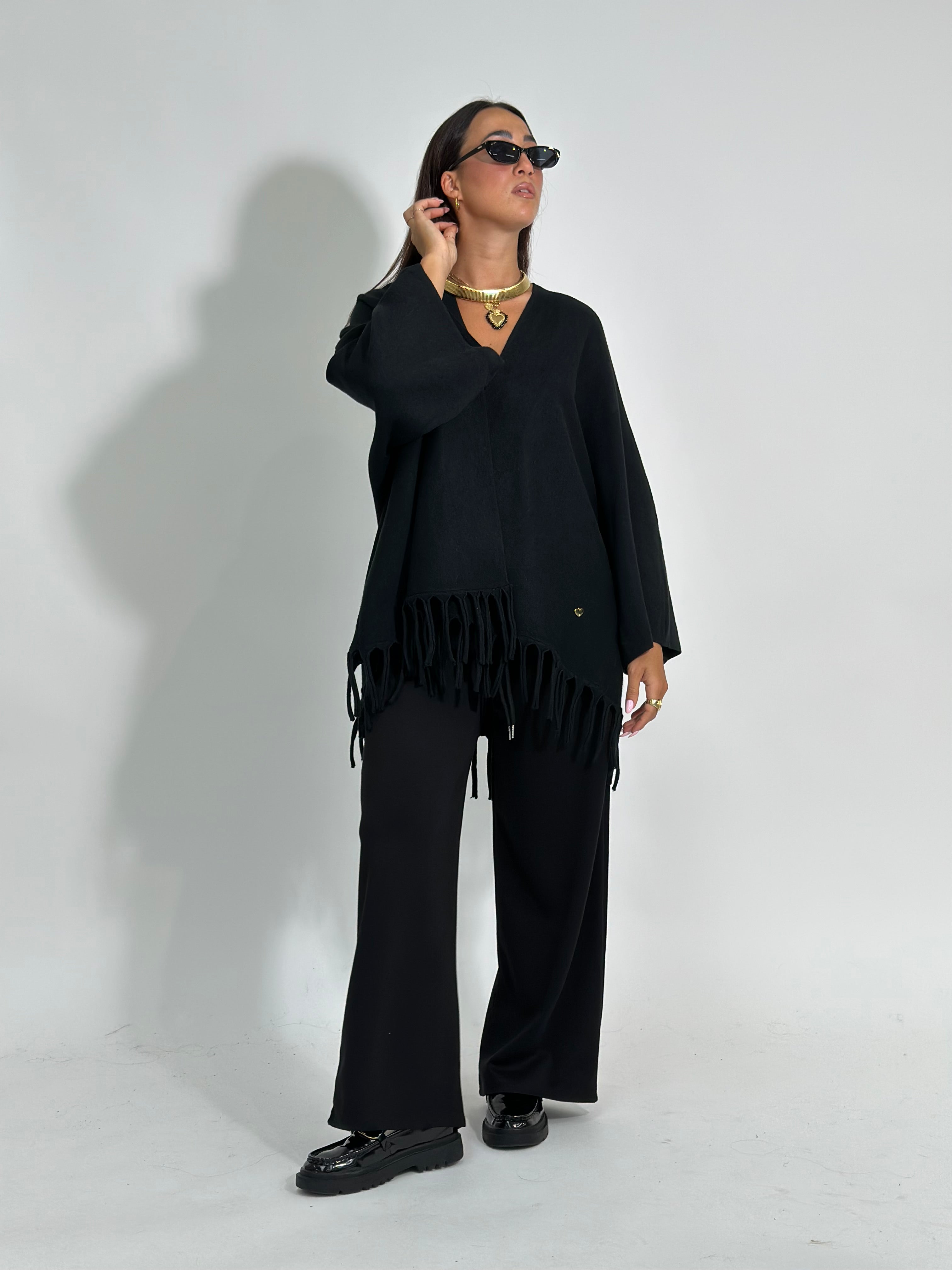 Cardigan frange 28109 NERO