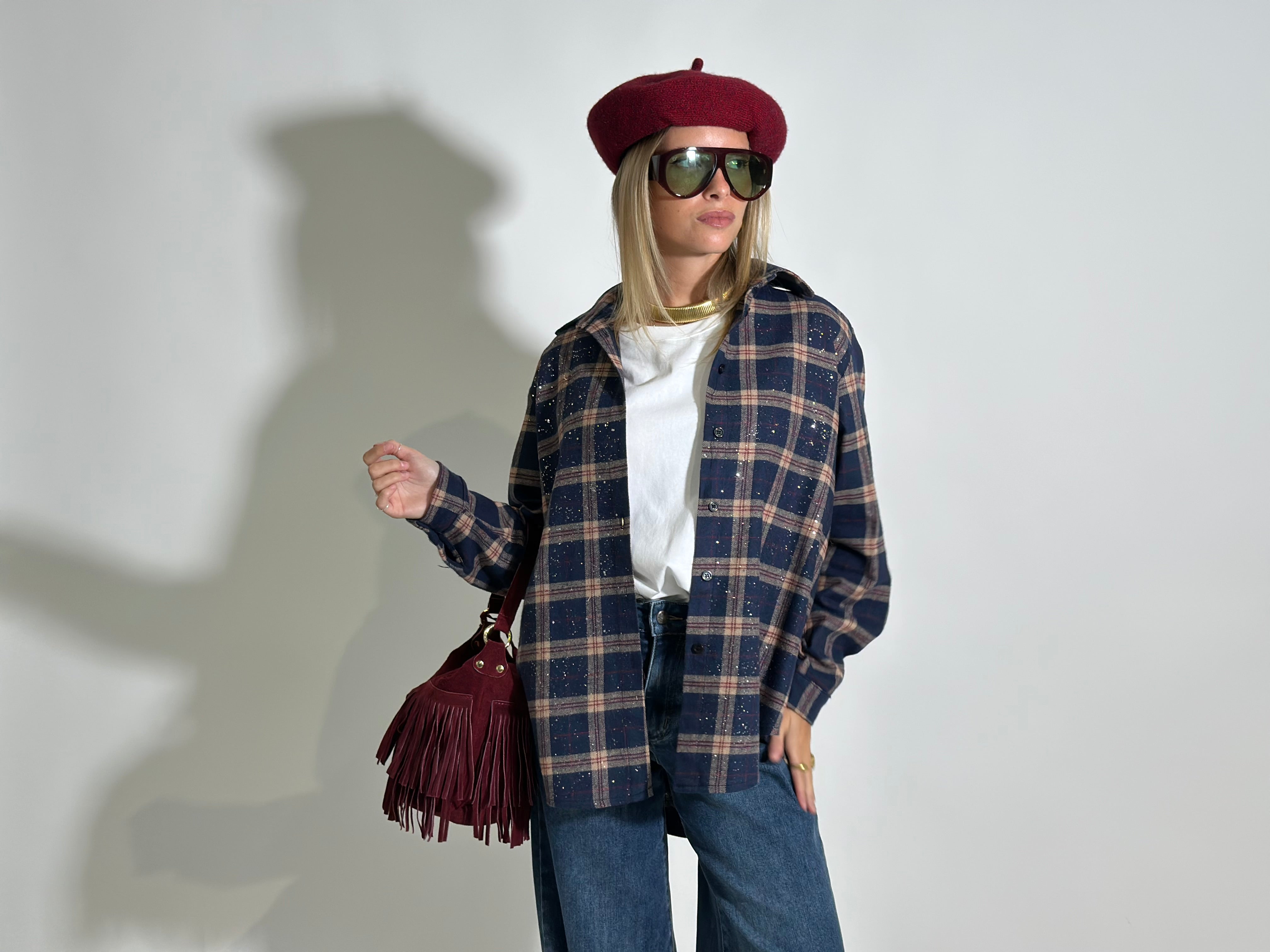 Camicia quadri strass A35