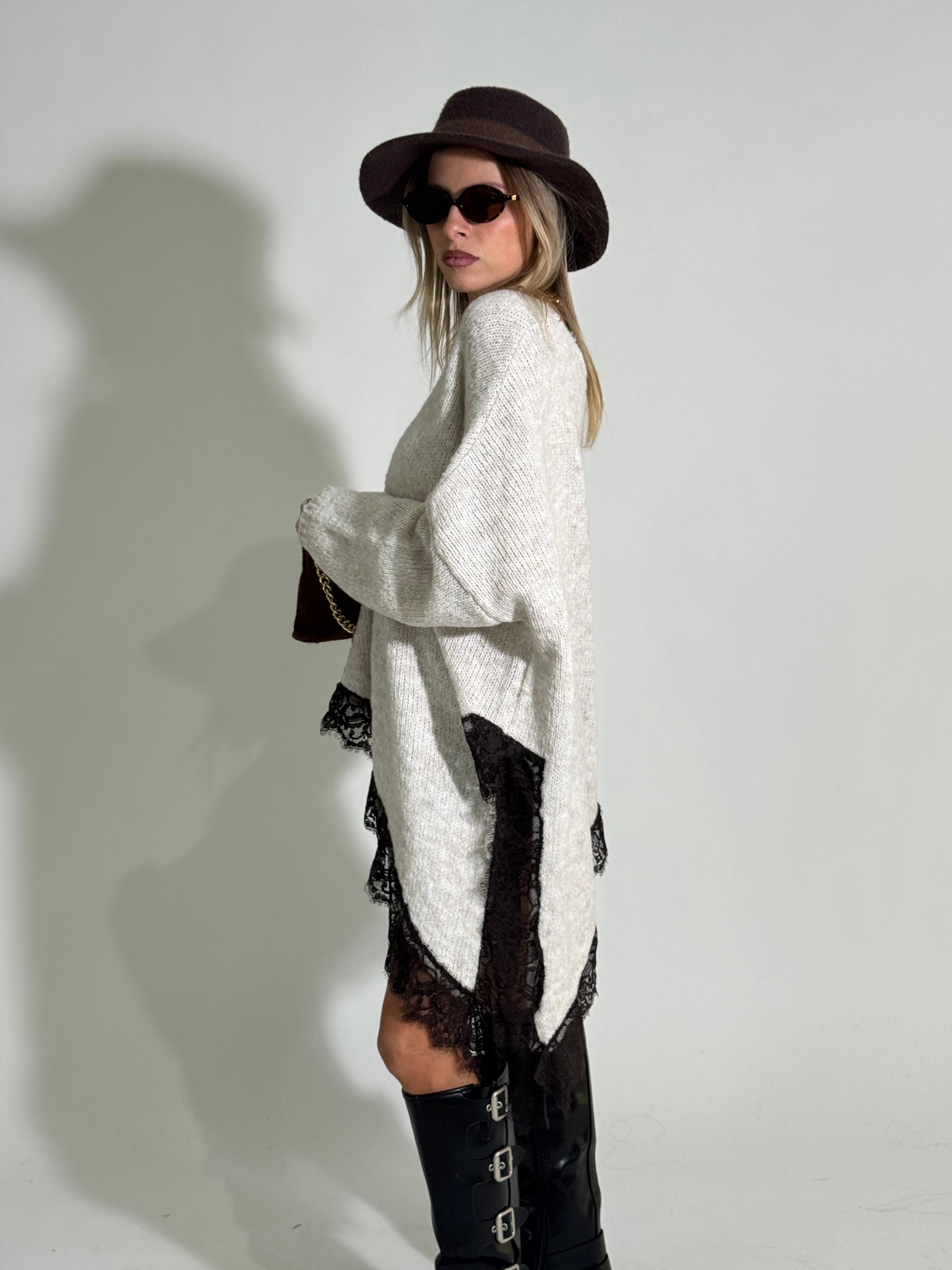 Maglia diagonale pizzo 25743