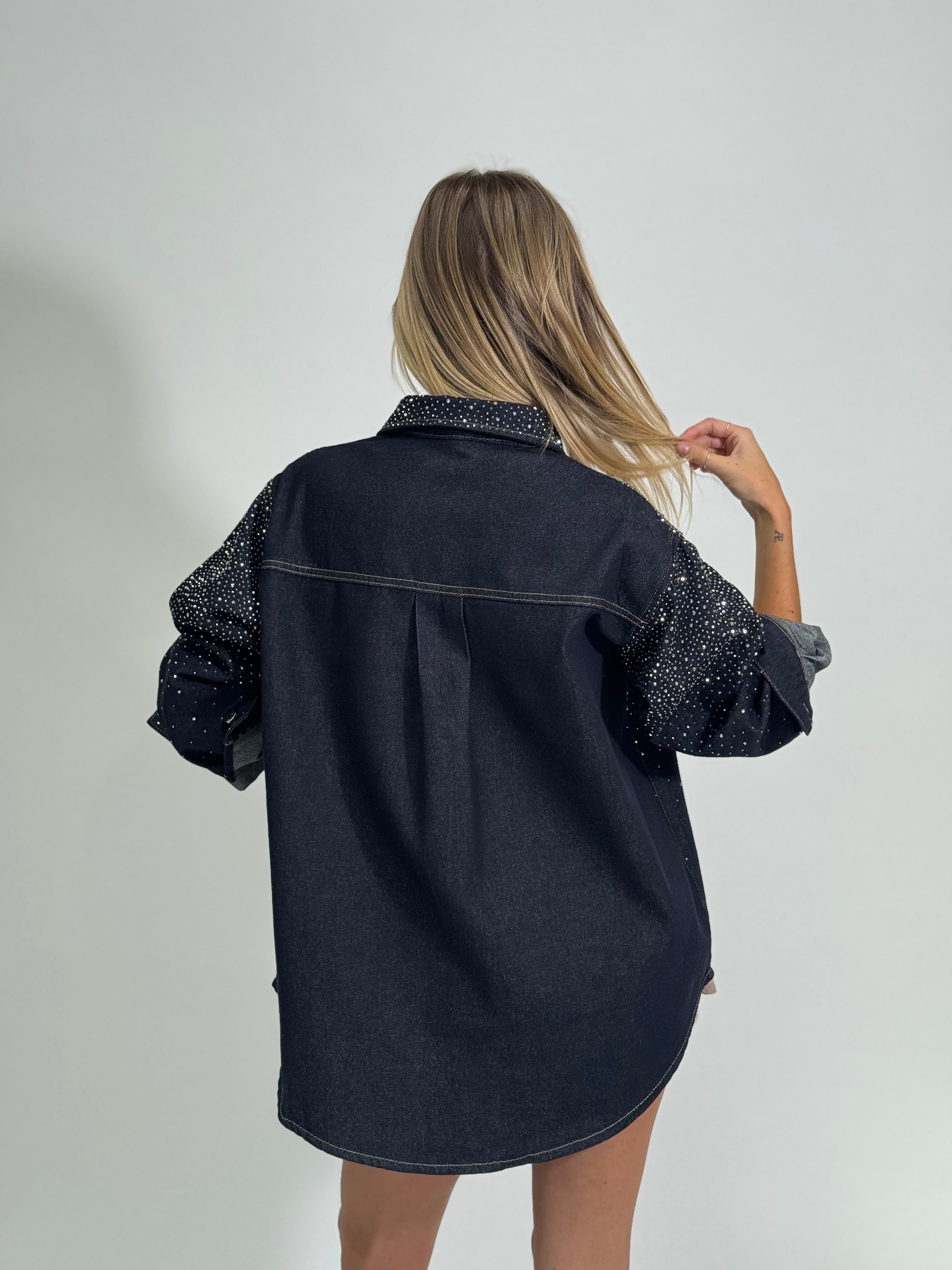 Giacca denim micro strass 2502