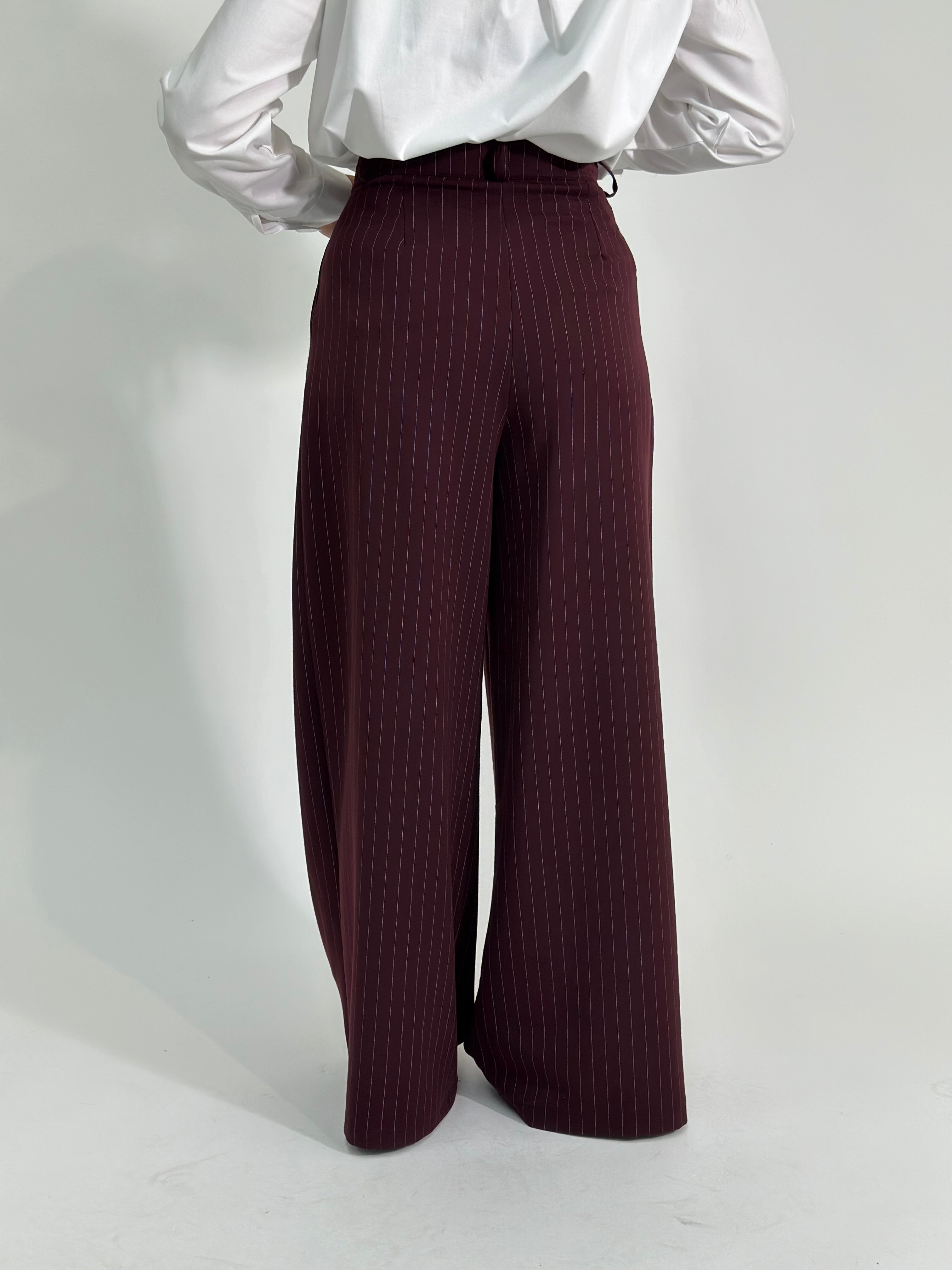 Pantalone gessato 7158 BURGUNDY