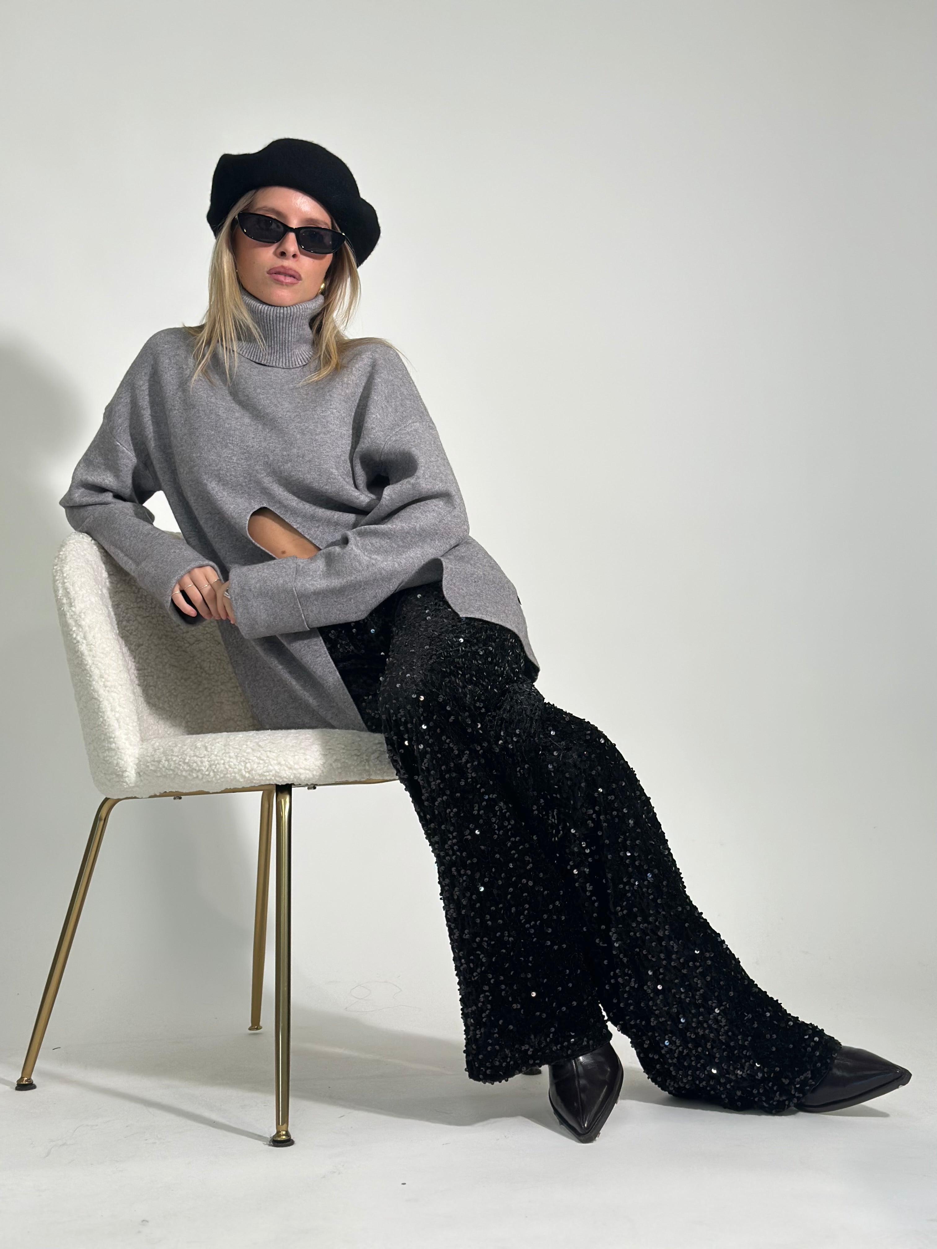 Pantalone paillettes 27833 NERO