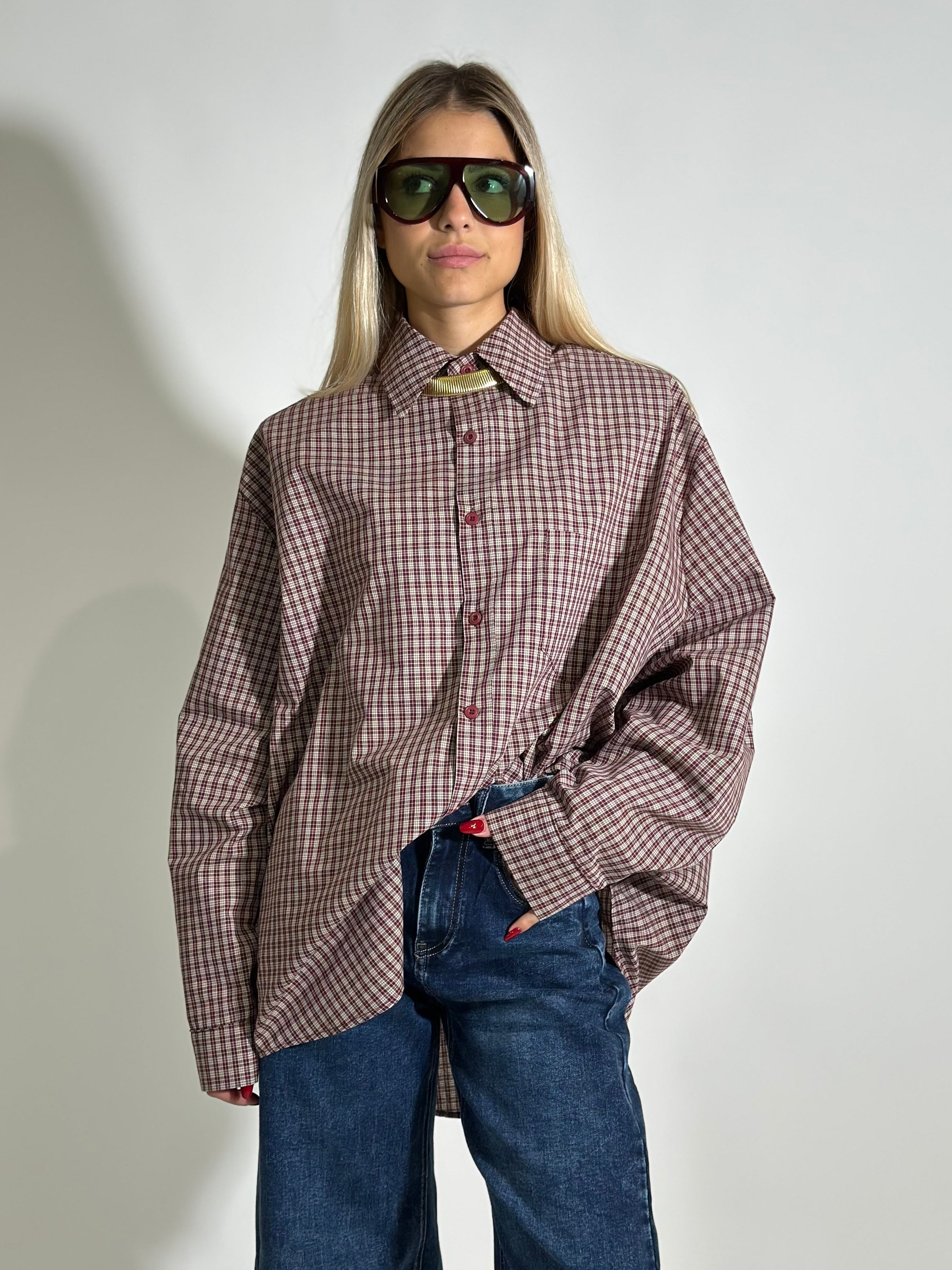 Camicia quadri 19109 BURGUNDY