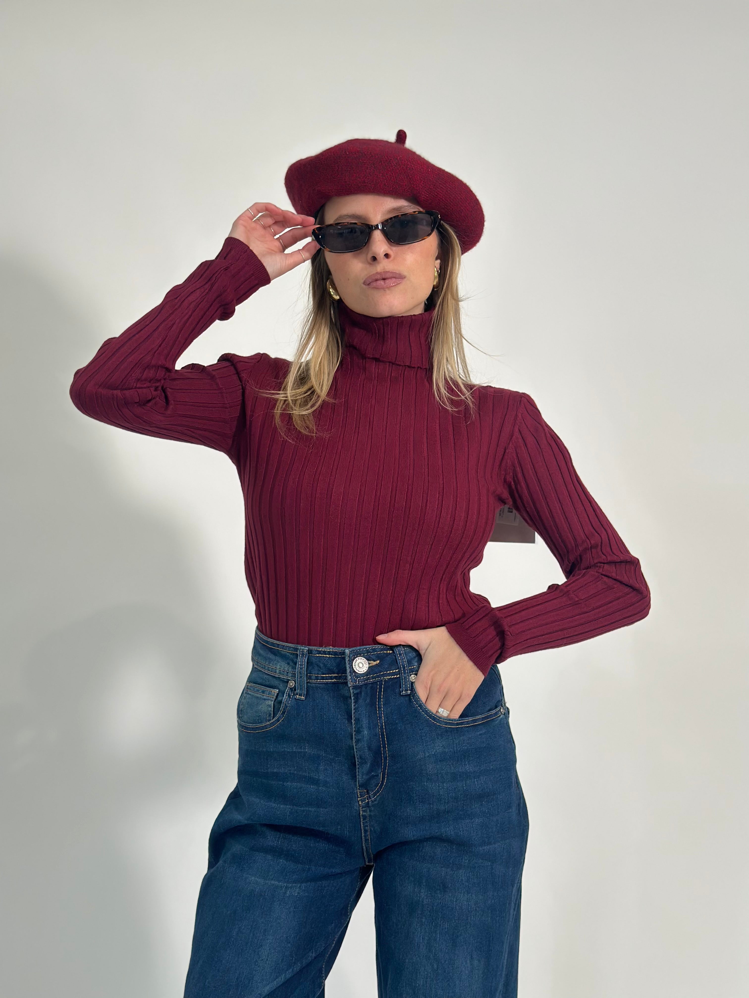 Maglia dolcevita costina 2996