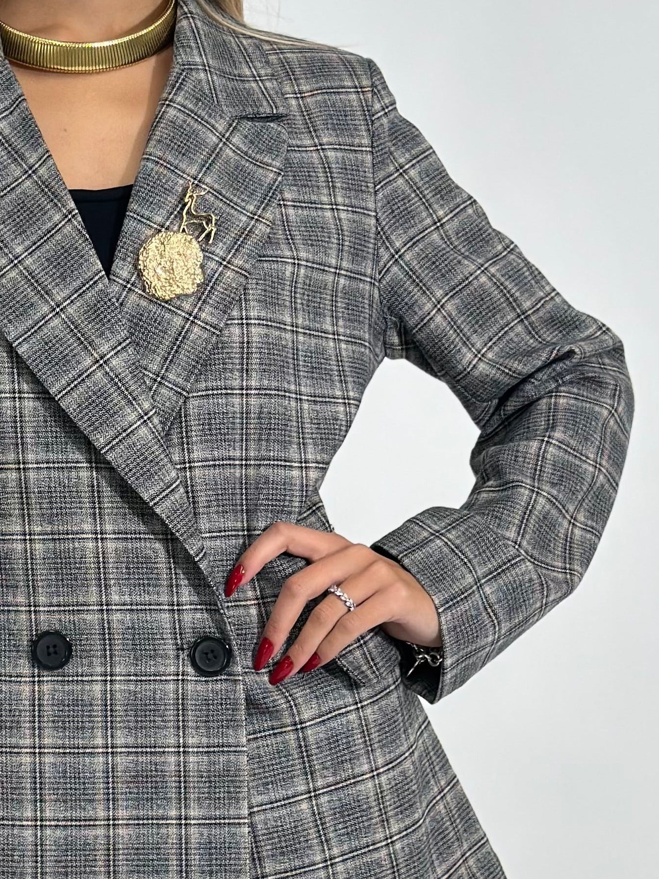 Giacca check spille 25131