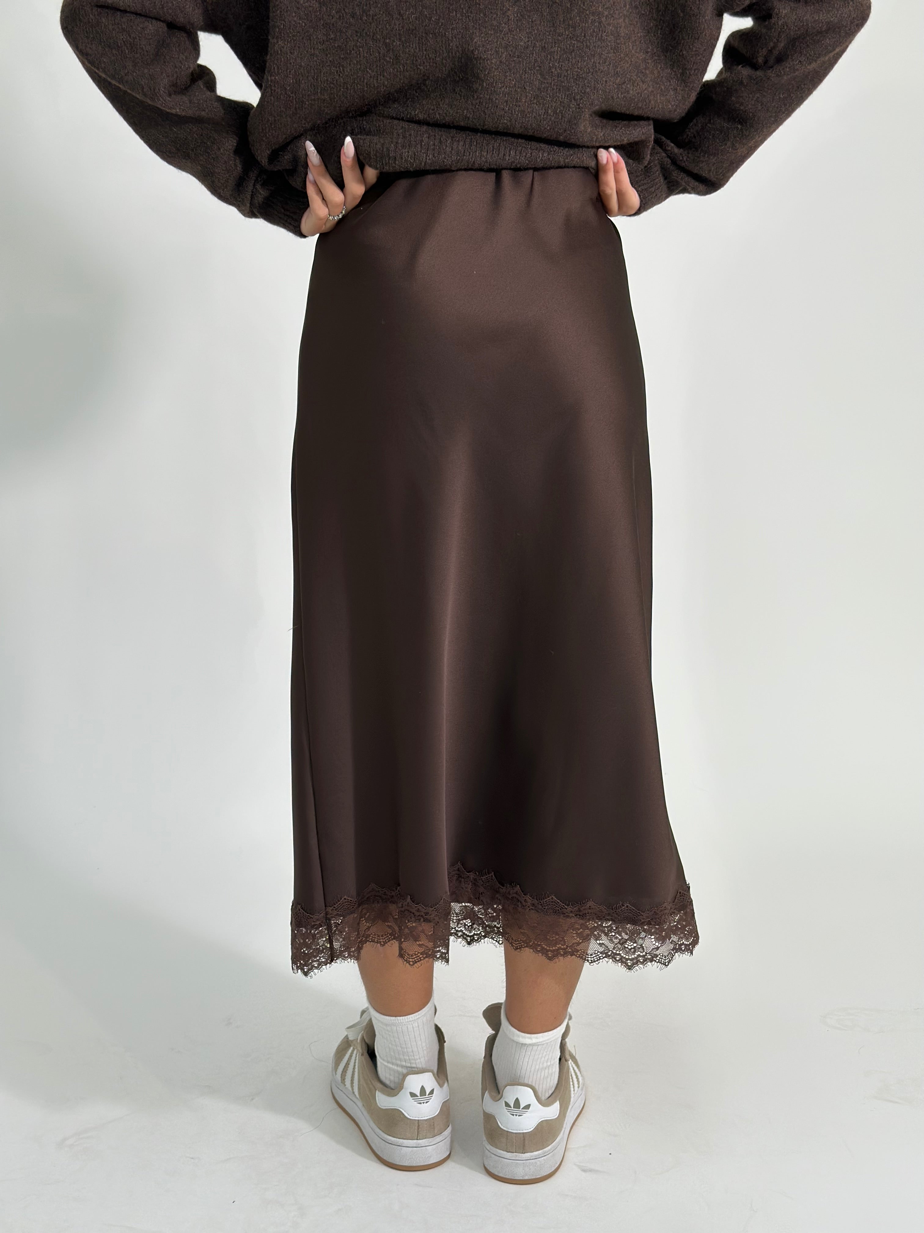 Gonna satin pizzo 2711 MORO