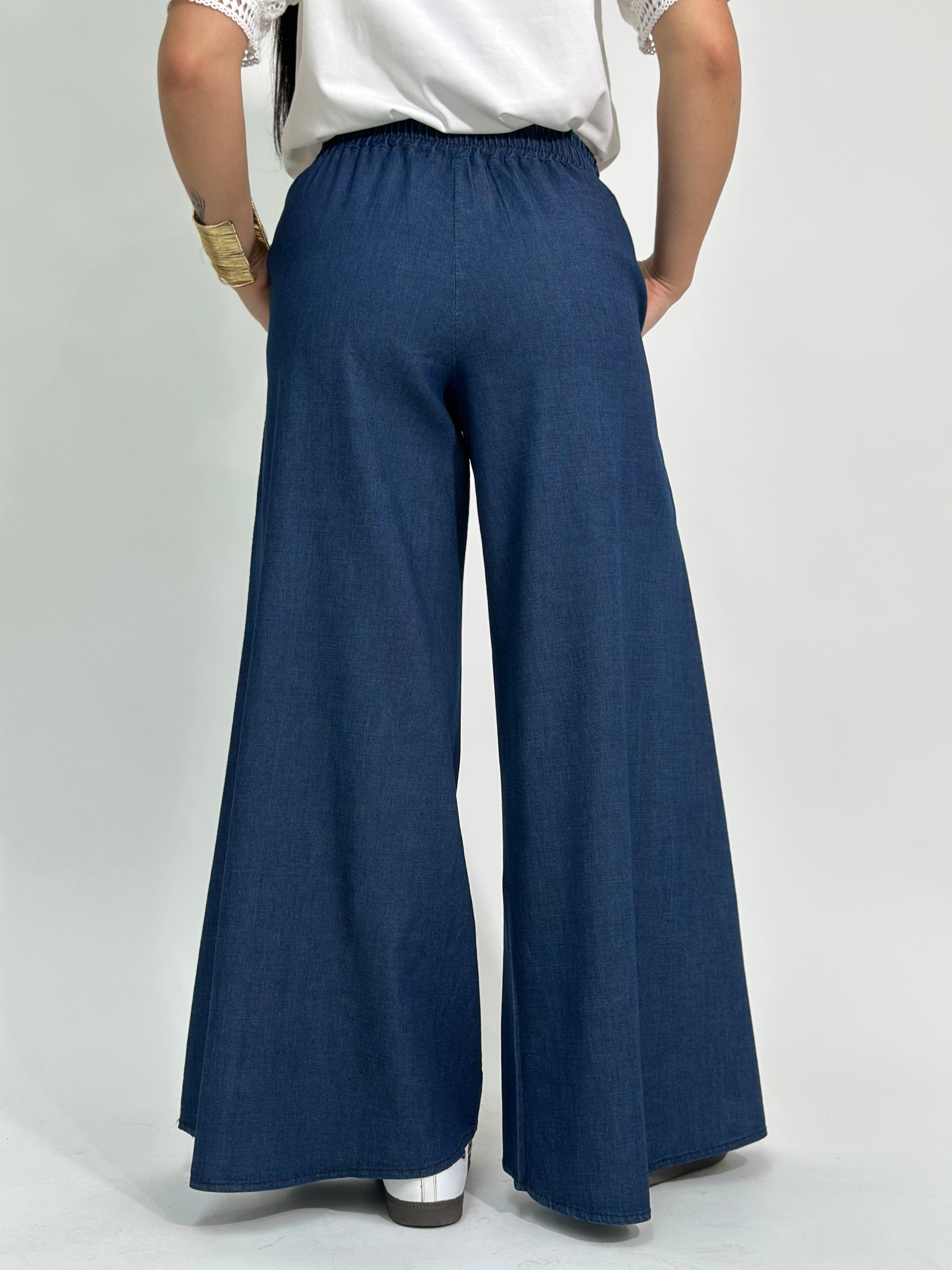 Pantalone chambray palazzo 2325