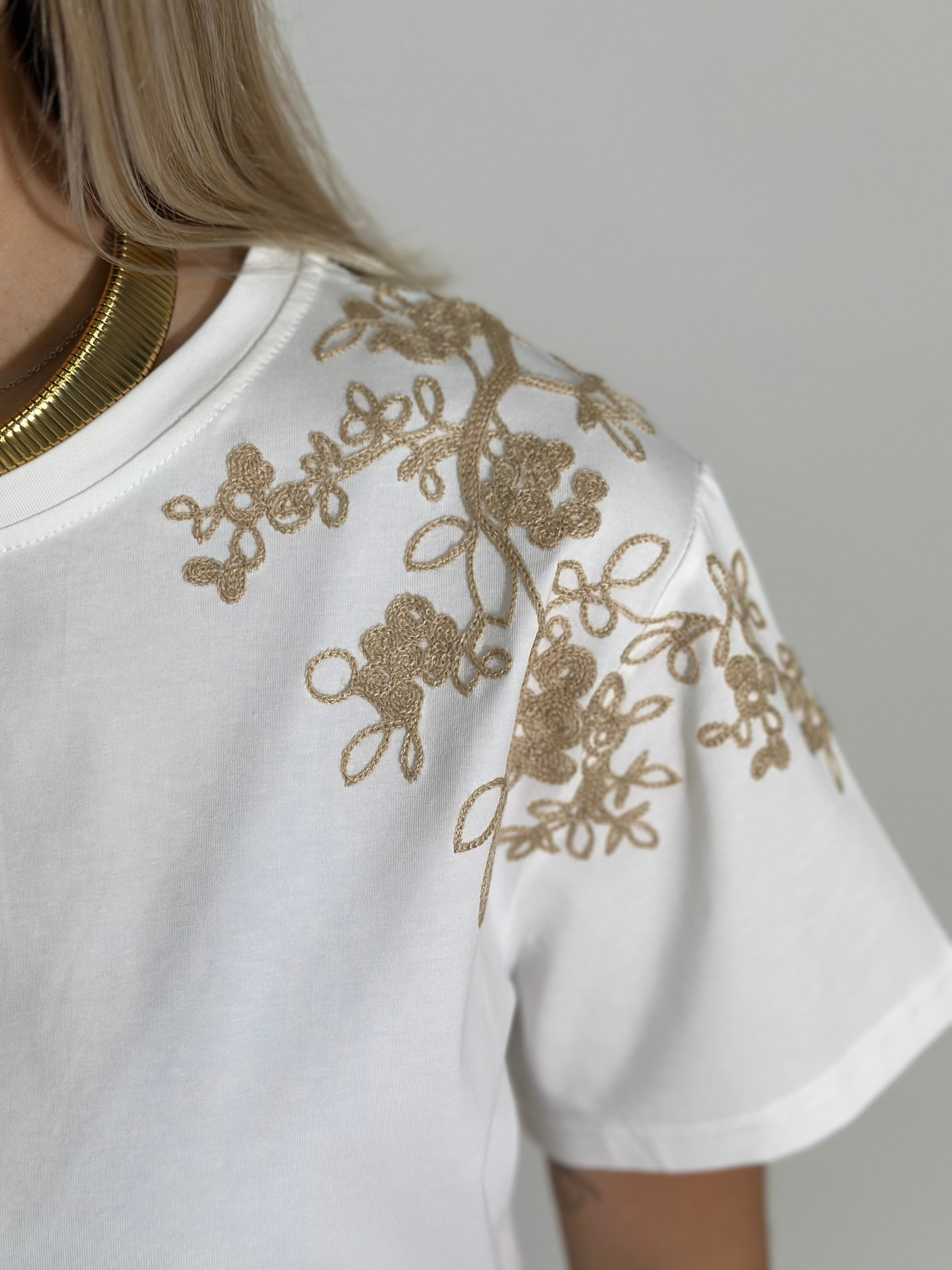 T-shirt ricamo J68 BIANCO