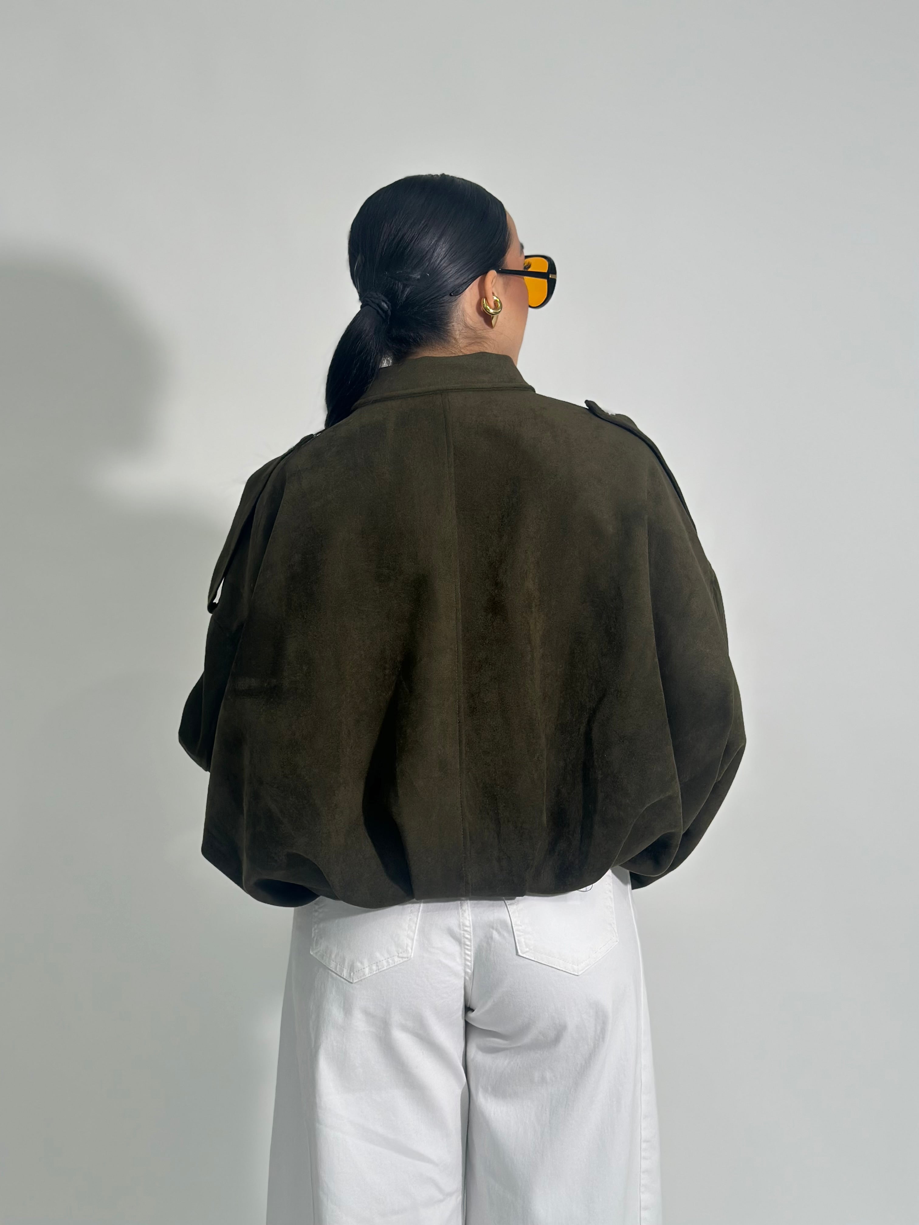 Bomber effetto scamosciato M840 VERDE