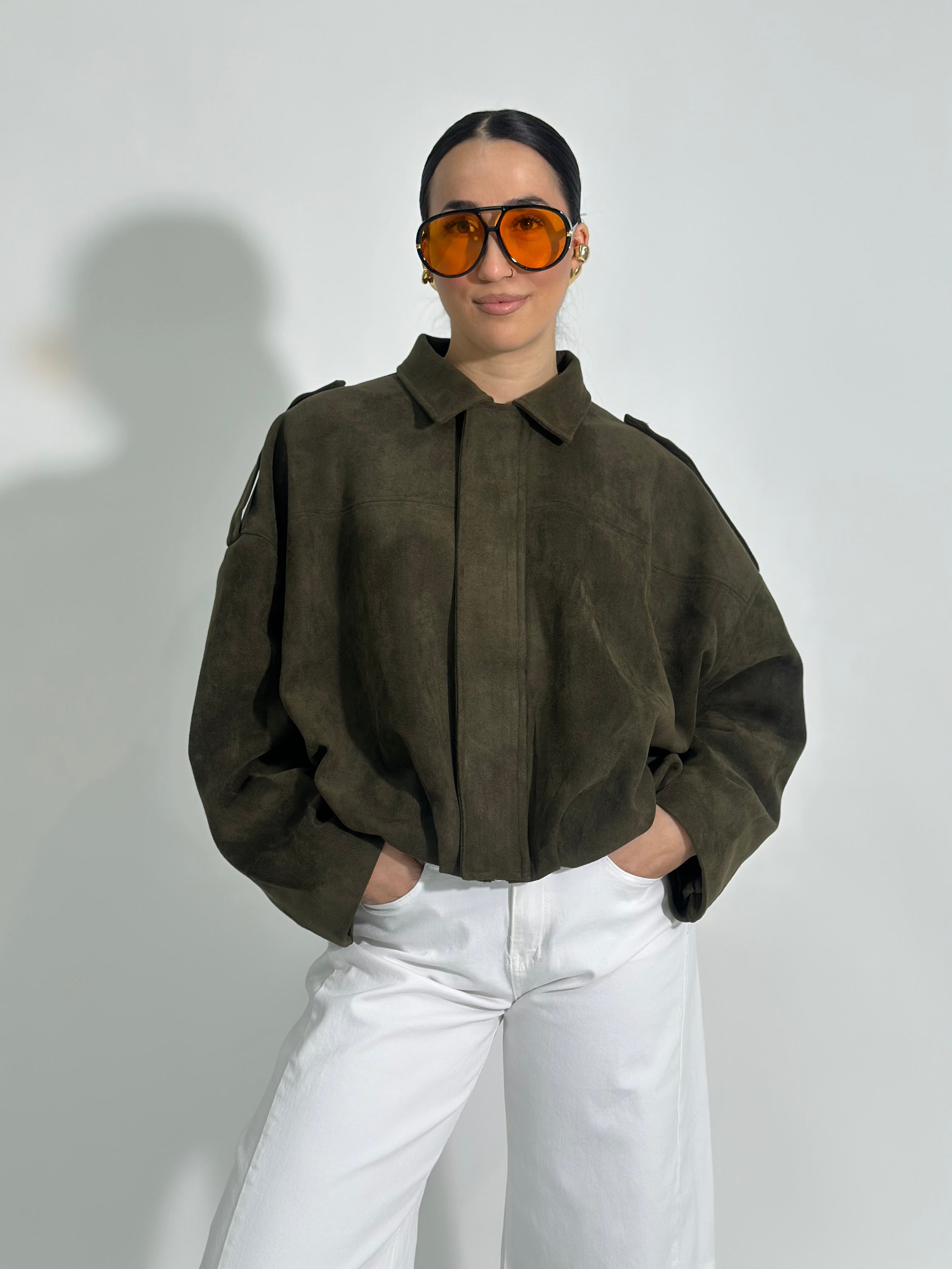 Bomber effetto scamosciato M840 VERDE