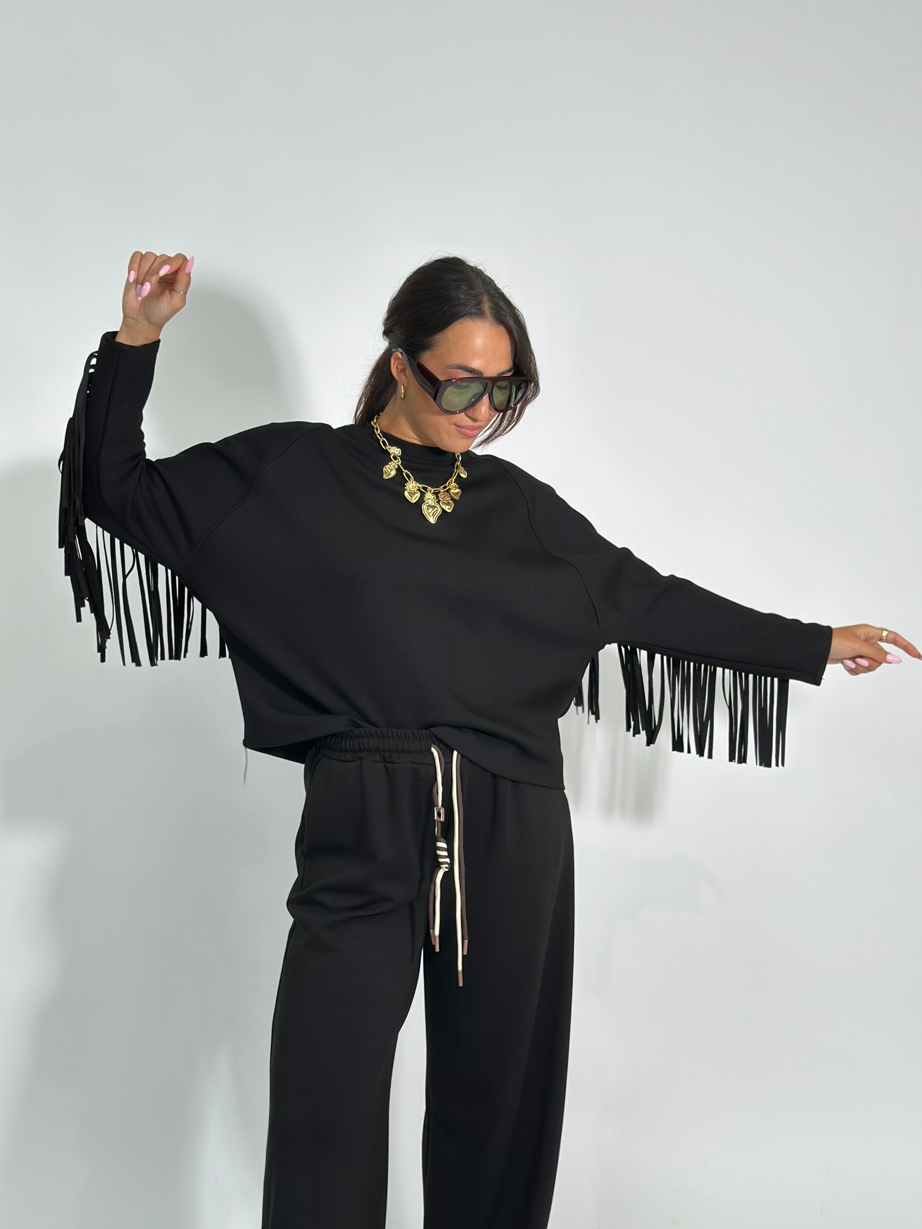 Felpa frange 80039 NERO