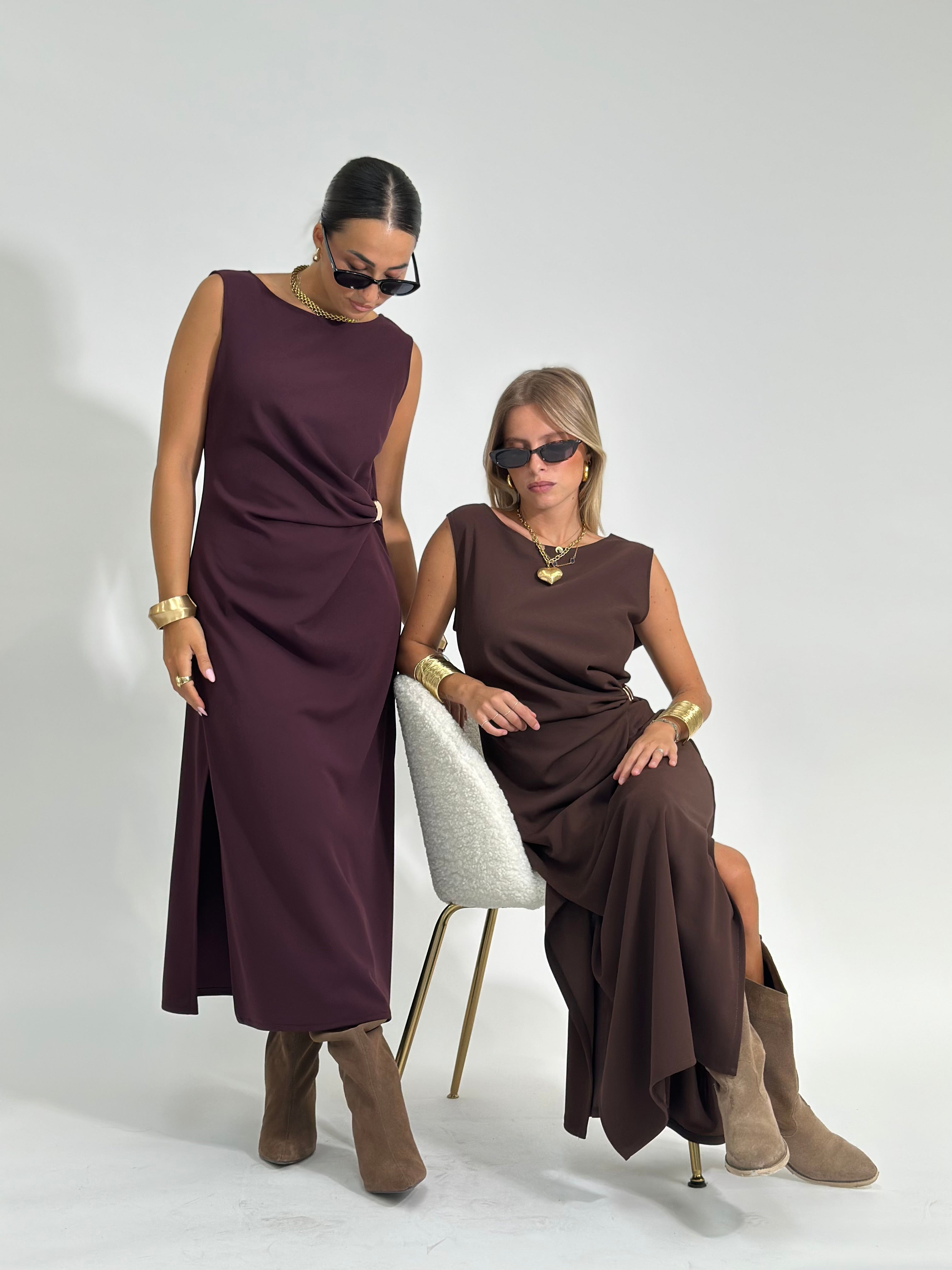 Abito drappeggio 69225 BURGUNDY