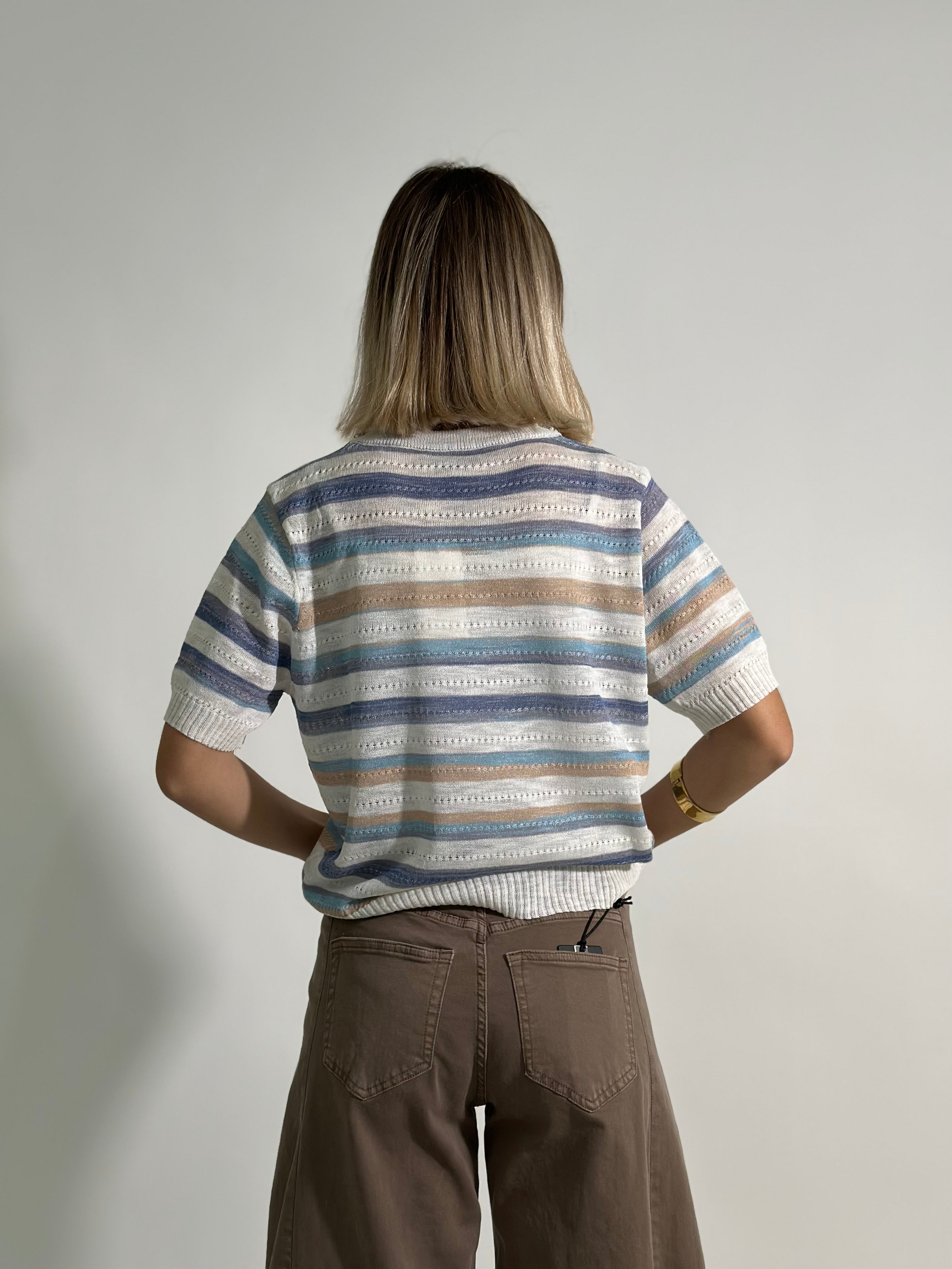 Maglia riga strass E5199