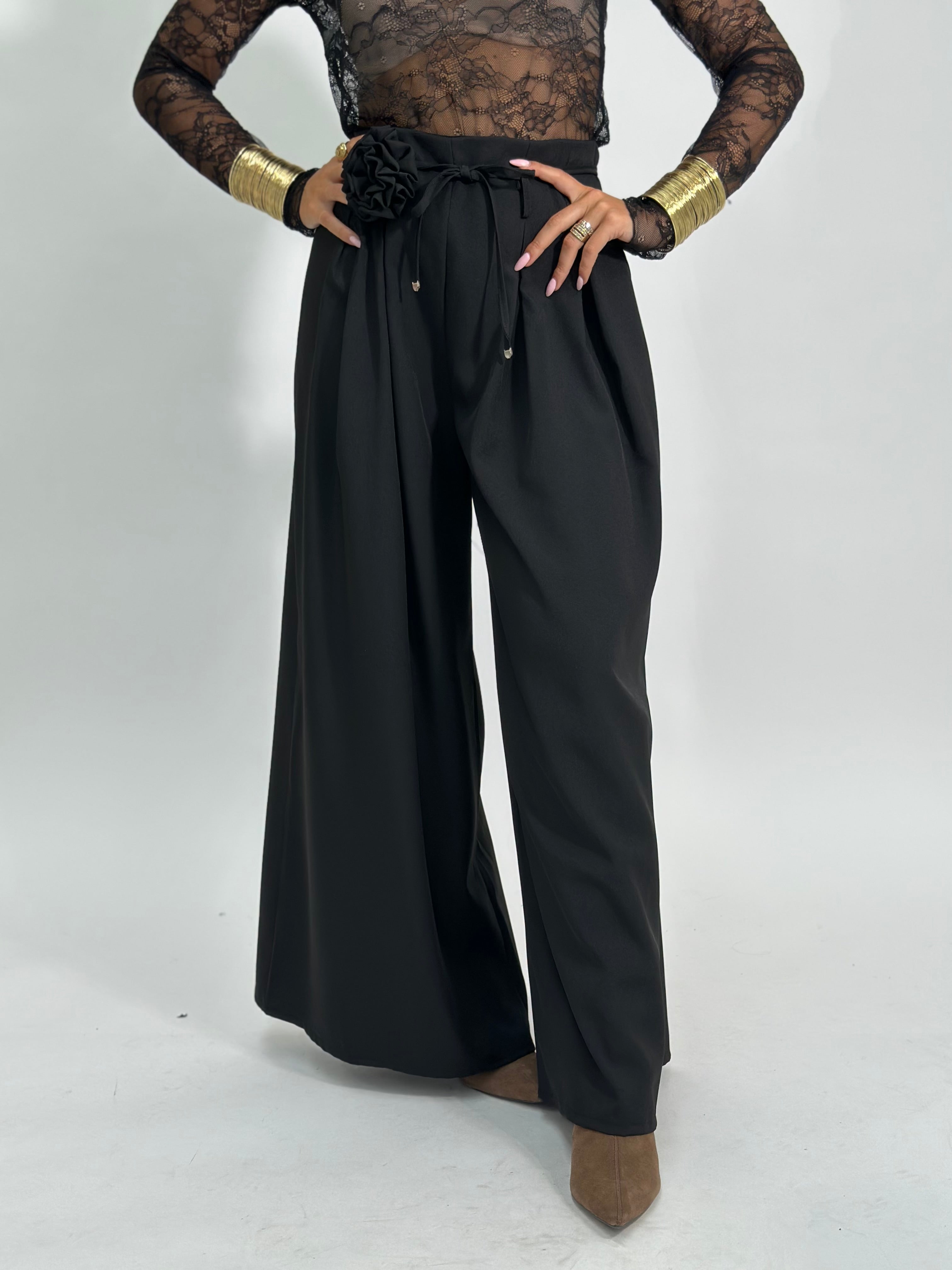 Pantalone fiore 25603 NERO