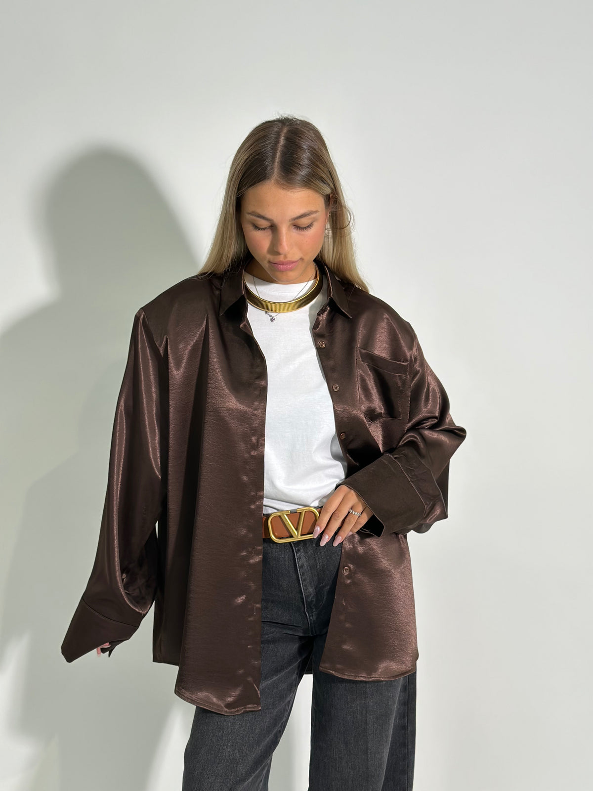 Camicia satin over 19585 MORO
