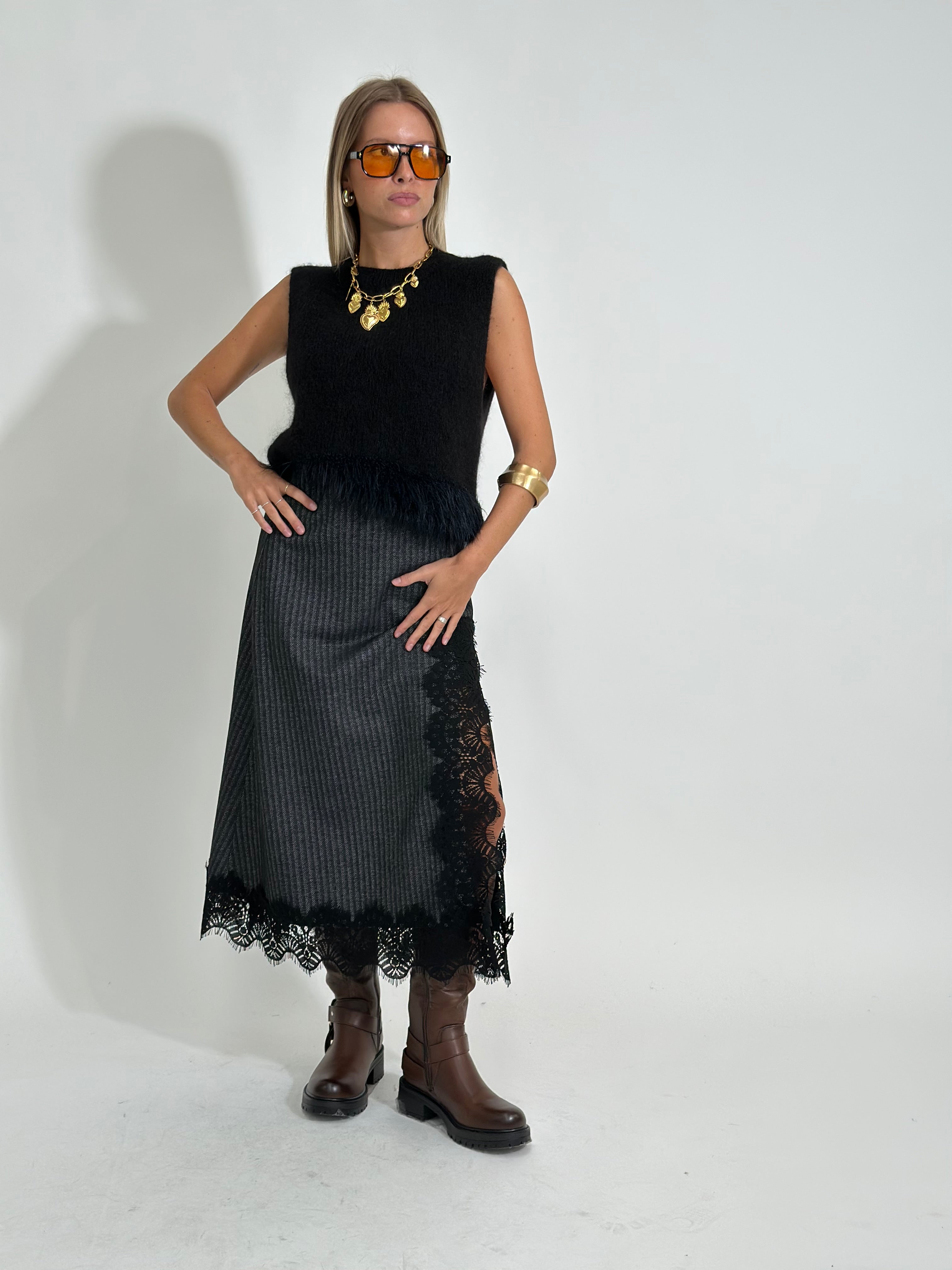 Gonna longuette pizzo 0158