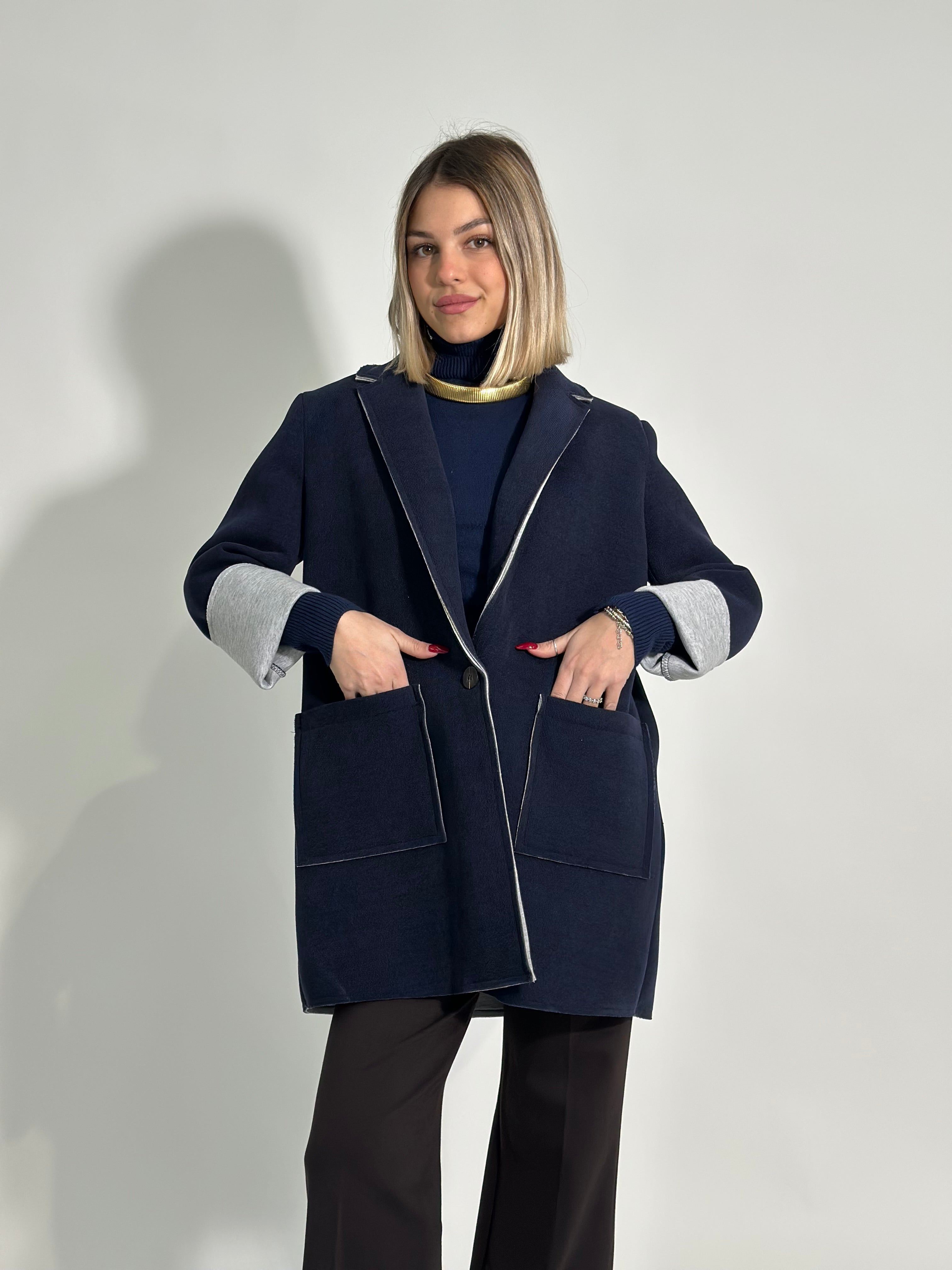 Giacca lunga trilobata 25757 BLU