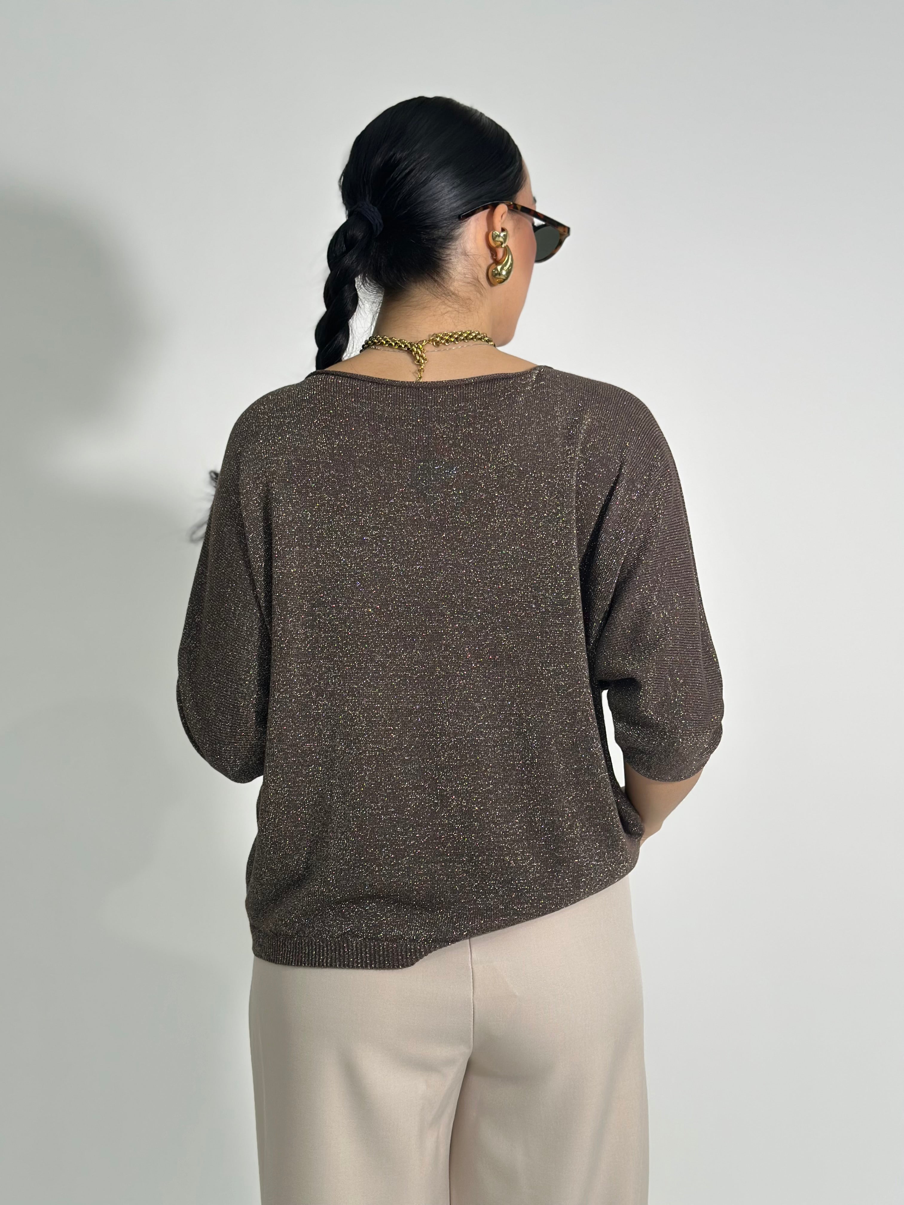 Maglia lurex scollo barca 3161