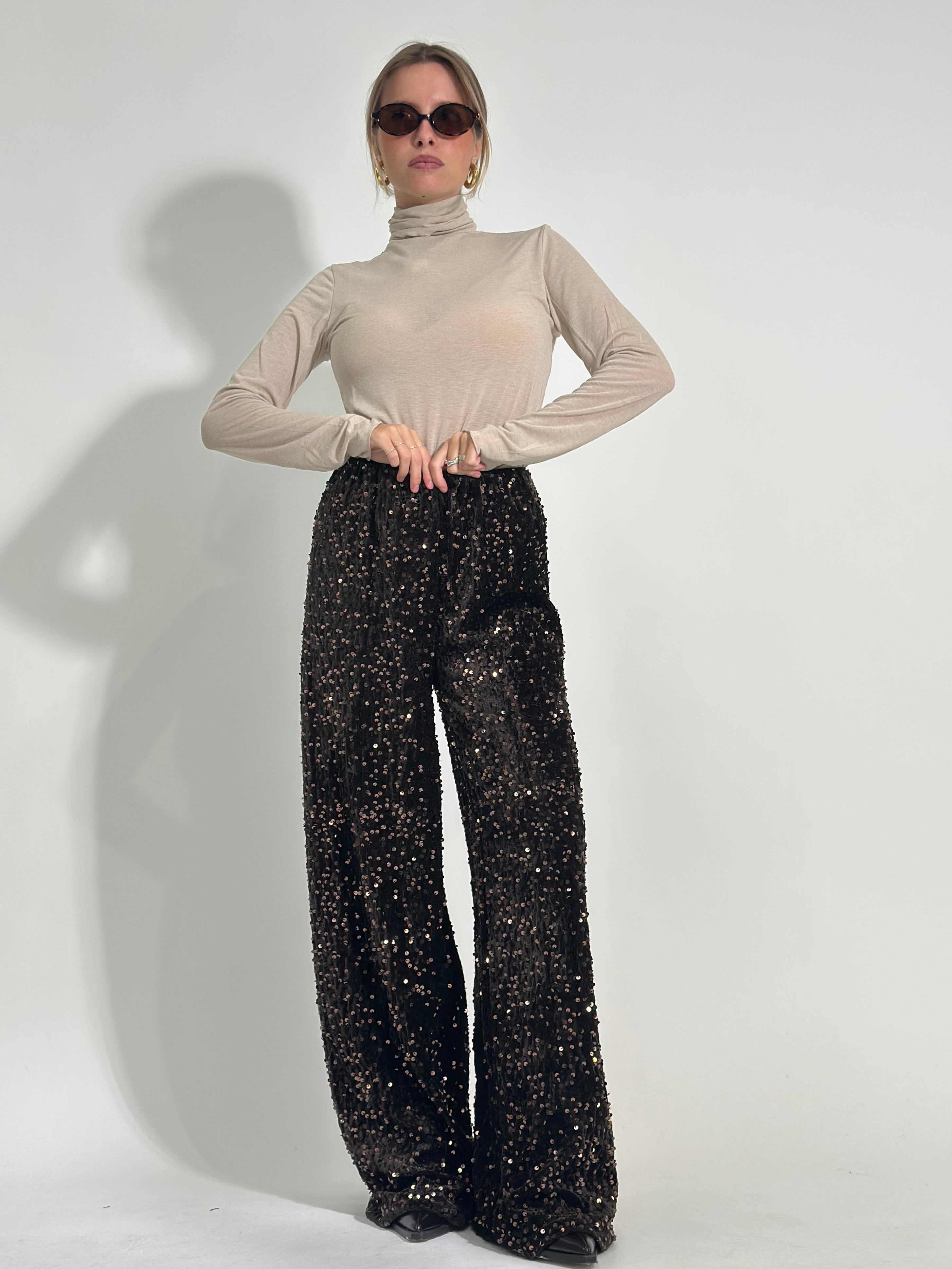 Pantalone paillettes 27833 MORO